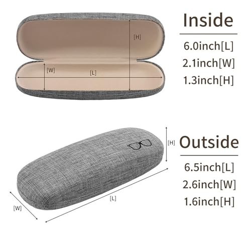 ABAJI Eyeglasses Case 2PCS Reading Glasses Box Fiberflax Hard Shell Lint