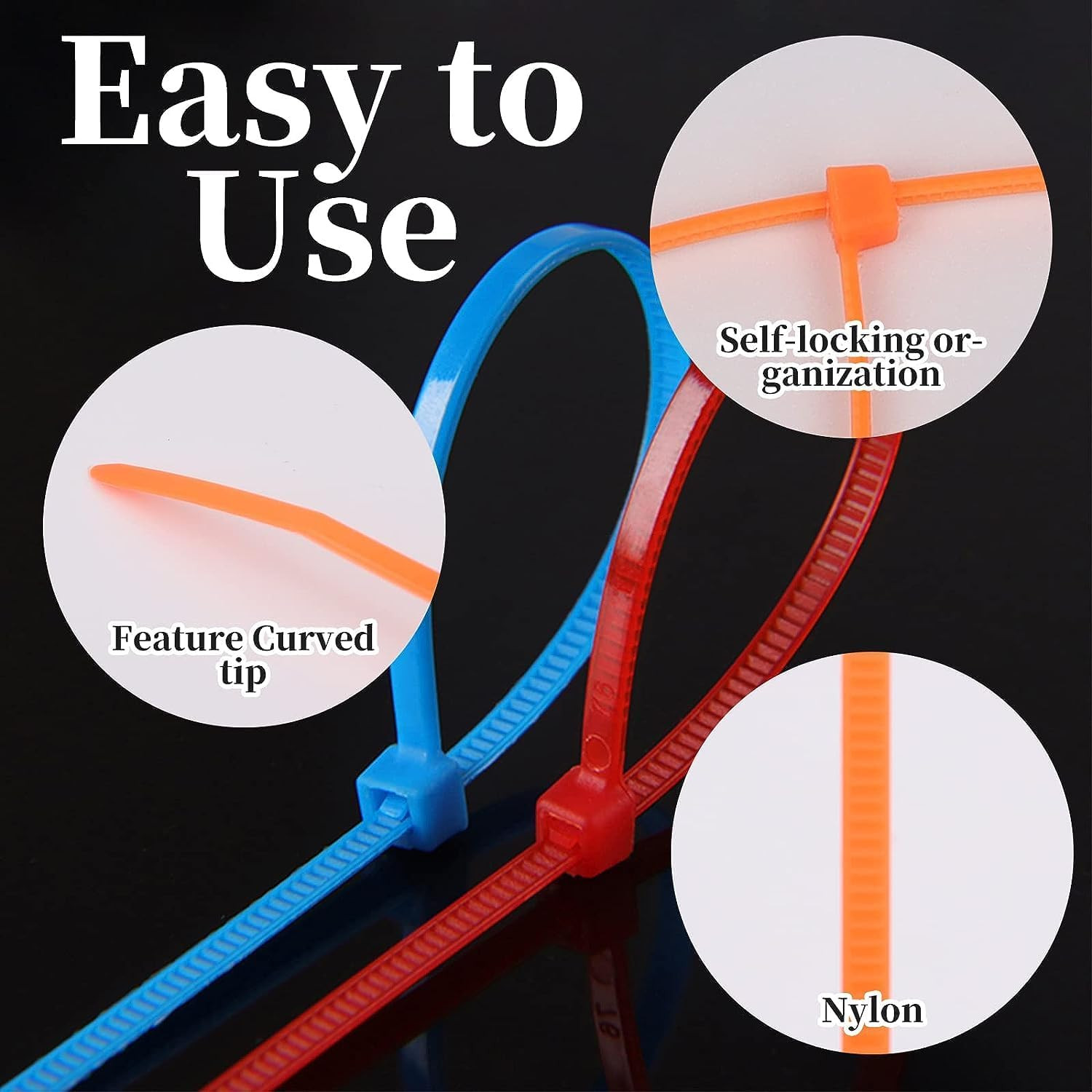 1200 Pieces Zip Ties, 4 Inch Multi-Purpose Assorted Colored Self-Locking Nylon C