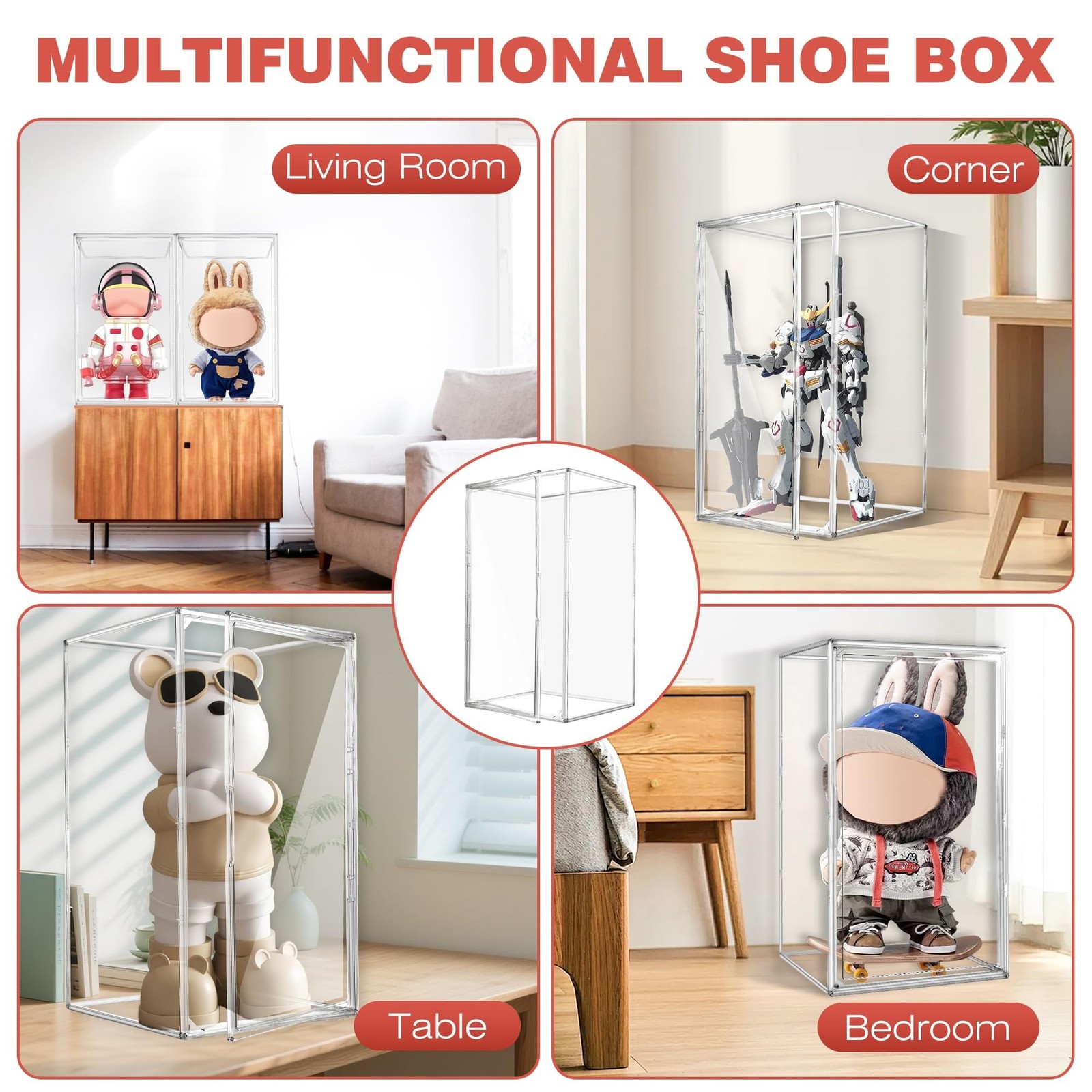 23.6 inch Tall Acrylic Display Case 13.8'' x 12.2'' x 23.6'' Stackable Boot &...