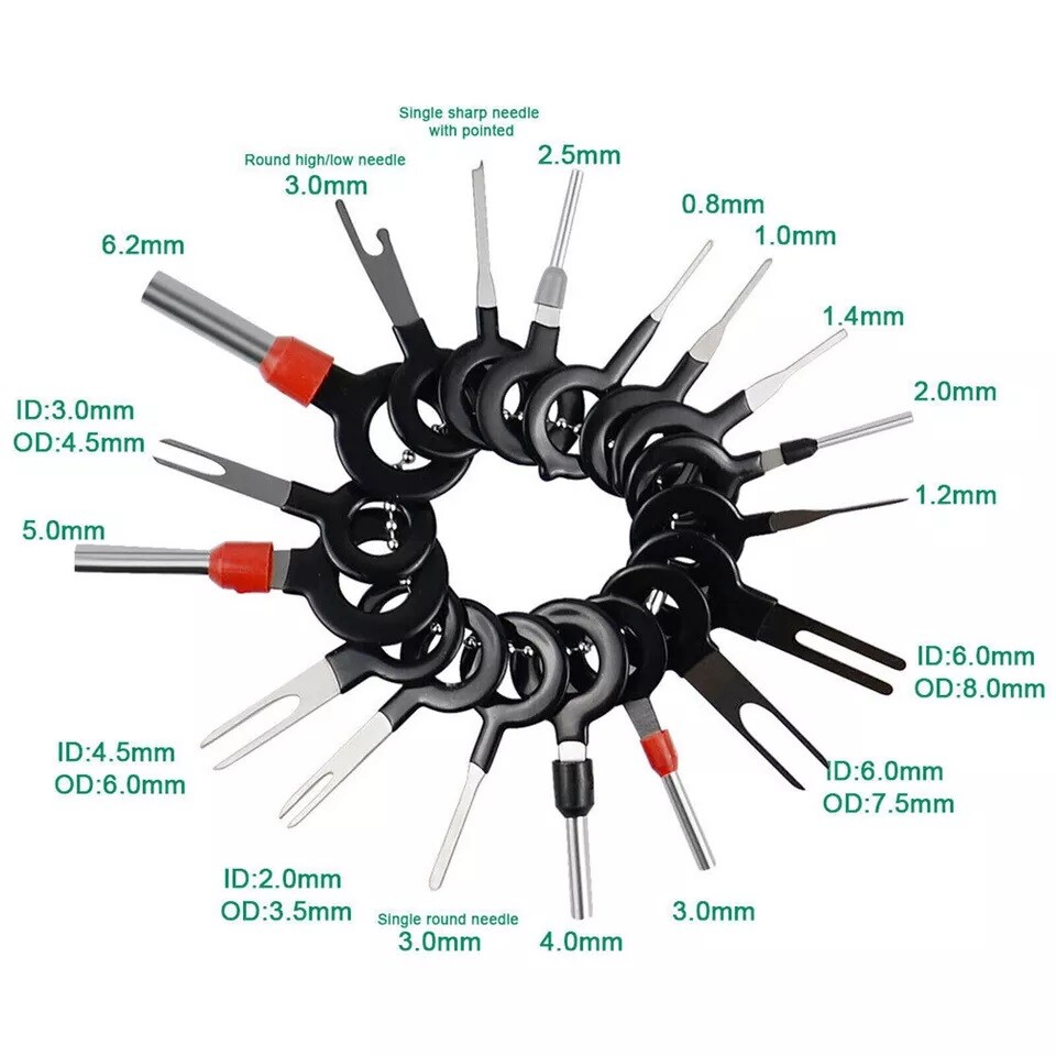 100Pc Pin Ejector Wire Extractor Terminal Auto Removal Puller Connector Kit Tool