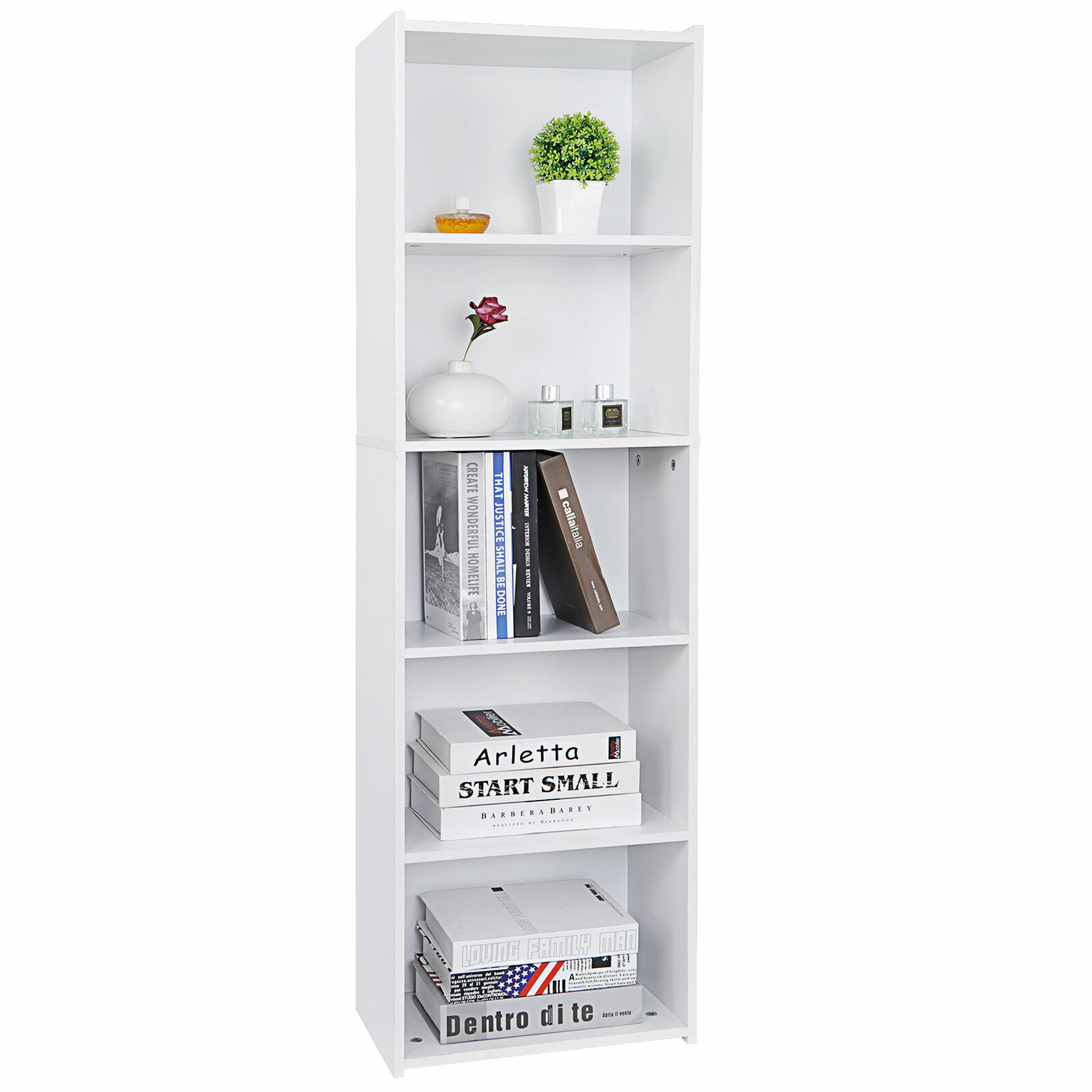 5 Tier Bookcase Bookshelf Storage Wall Shelf Organizer Unit Display Stand