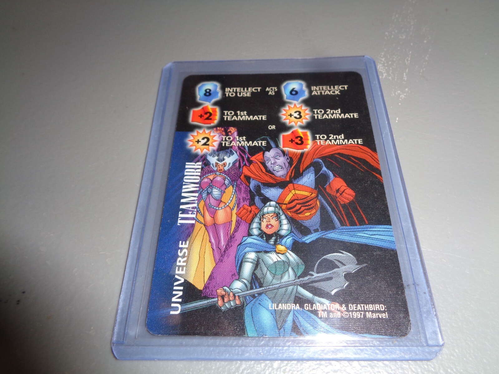 1995 Marvel Over Power Card Game Universe Teamwork Lilandra Gladiator Deathbird