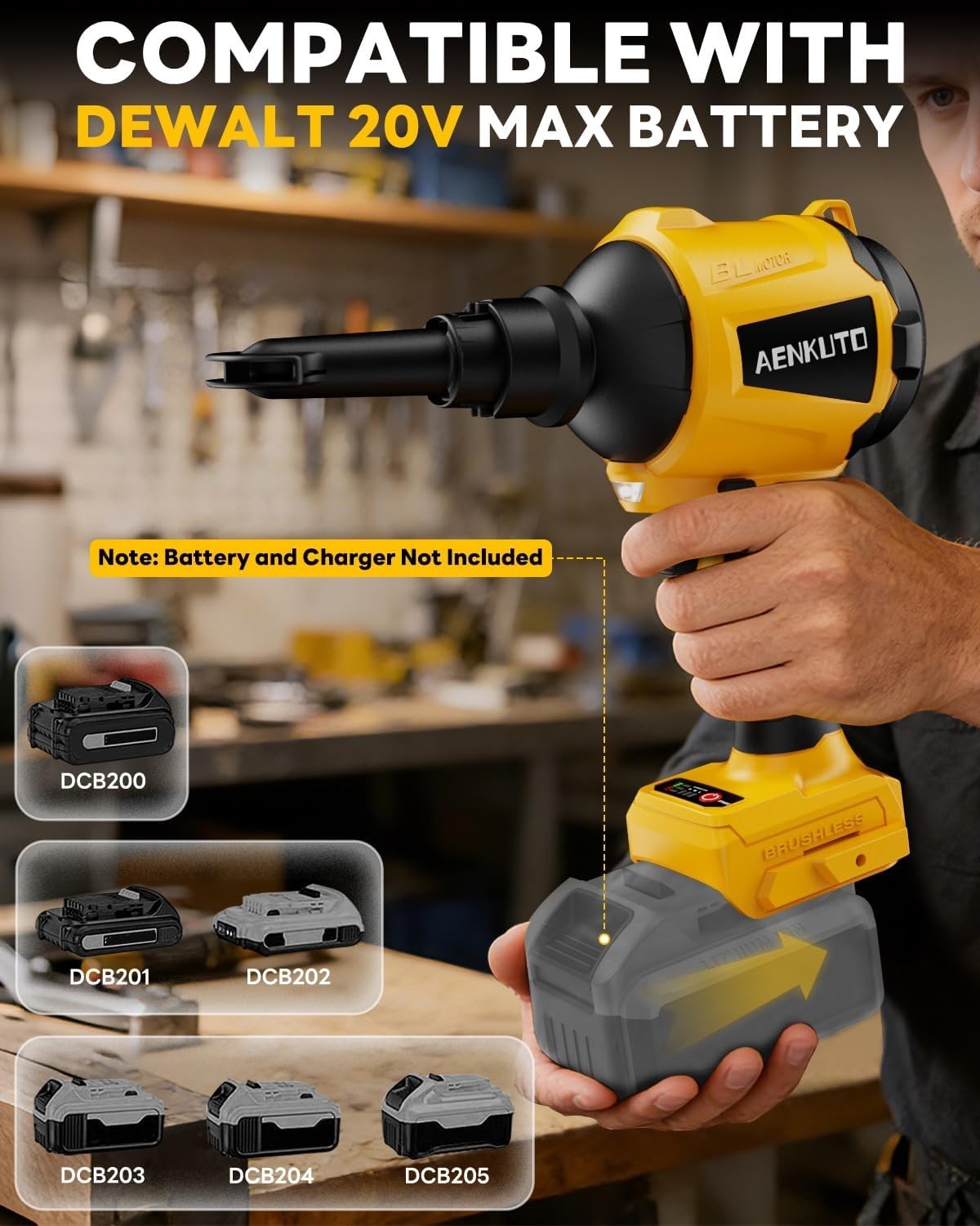 Cordless Compressed Air Duster Compatible with Dewalt 20V MAX Battery (Tool Only