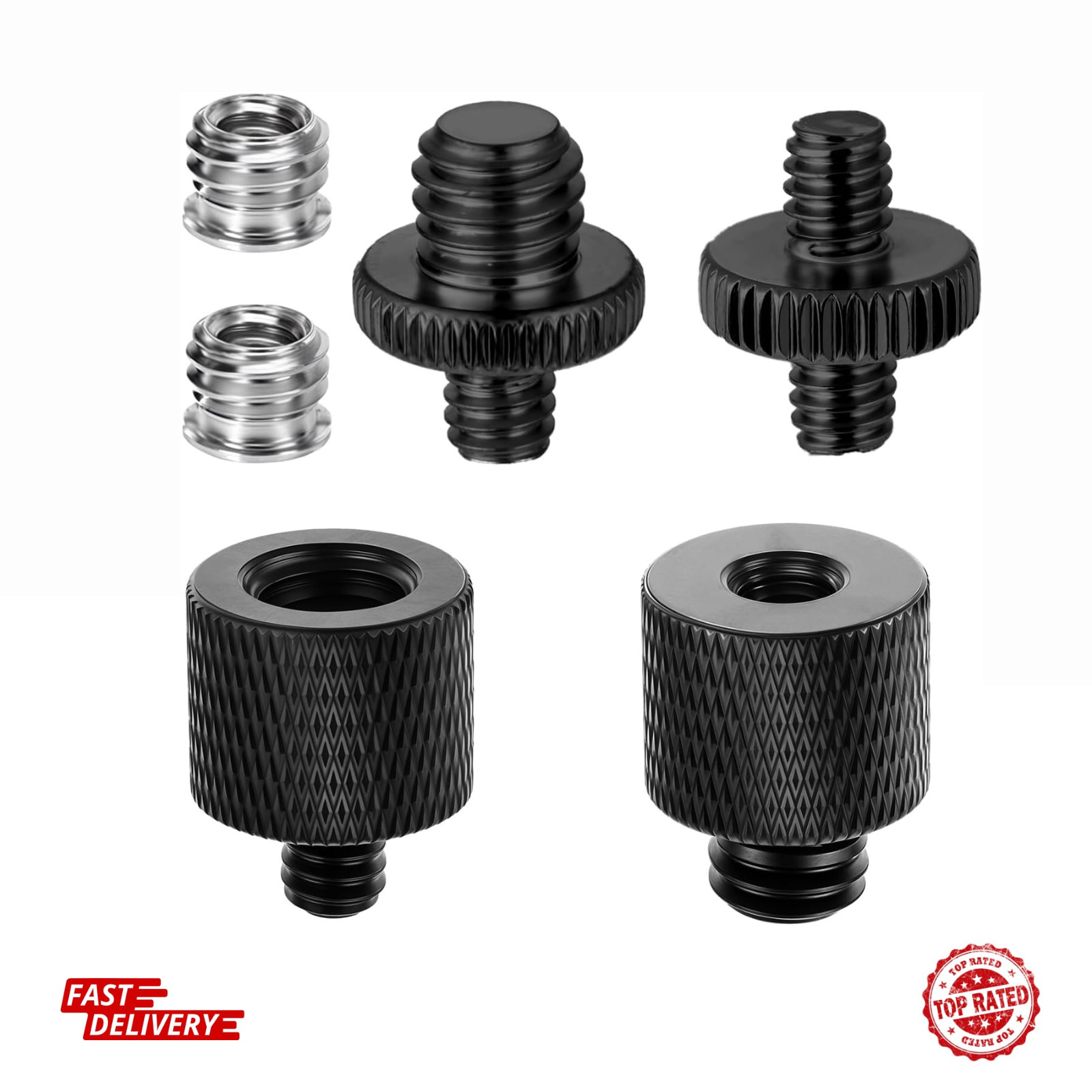 Tripod Screw Adapter 6 Pcs Aluminum Threaded Converter 1/4 Male 1/4" x 3/8"