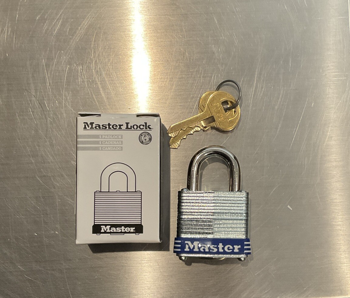 Master Lock 7.   1-1/8in (29mm) Wide Laminated Steel Pin Tumbler Padlock