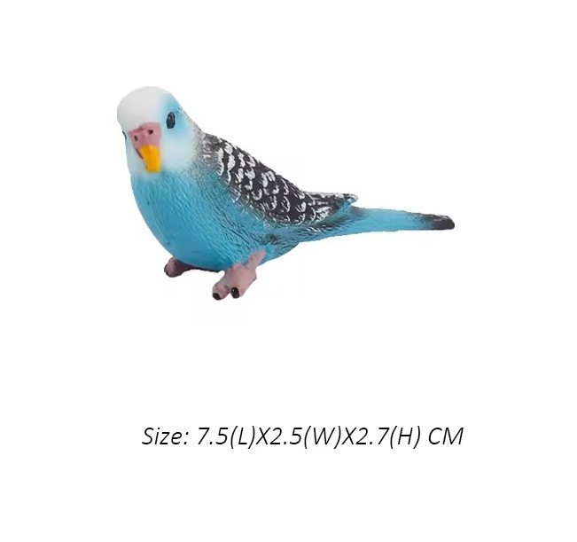 Blue Budgerigar Bird Animal Figure Toy PVC Wildlife Small Figurine Birthday Gift