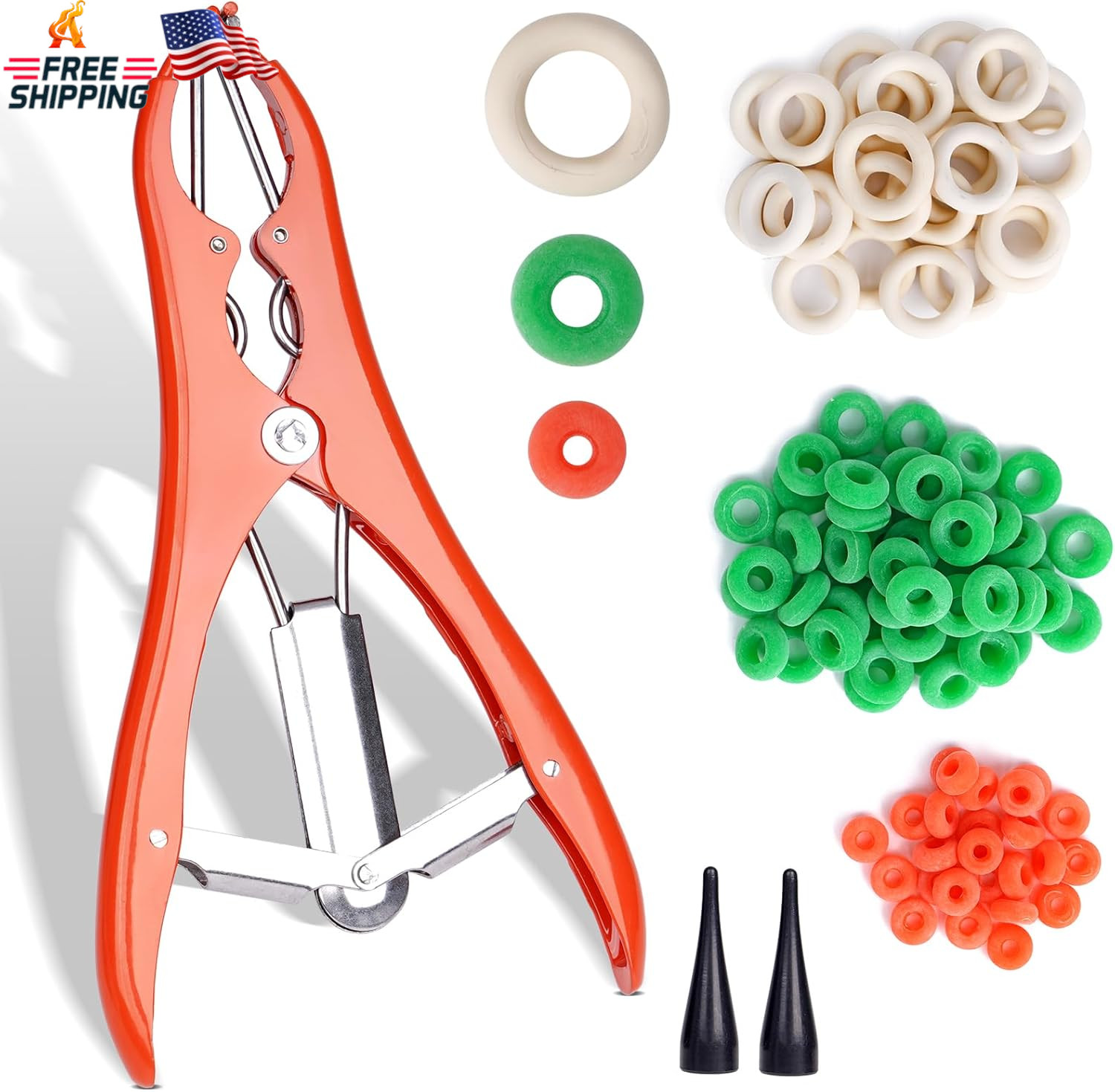 Goat Banding Kit Livestock Castration Bander Castration Tool with 3 Sizes of Ban