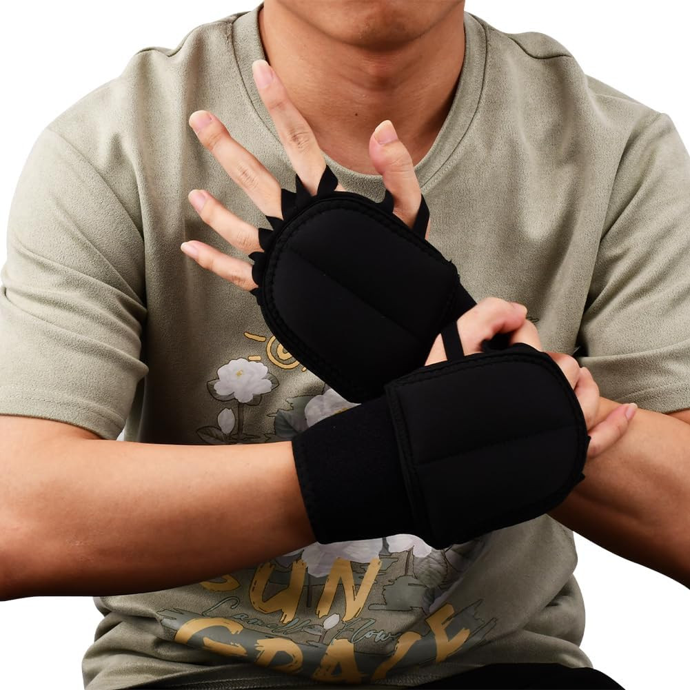 1 pair Weighted Gloves Adjustable Hand Stability Aid with Elastic Finger Ring...