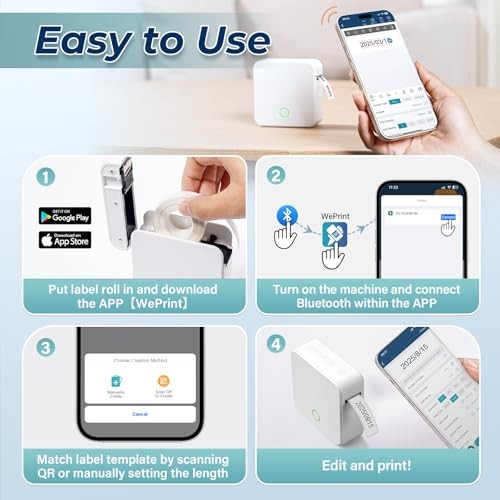 P0 Label Maker, Thermal Machine Sticker Label Printer, Label Maker Waterproof