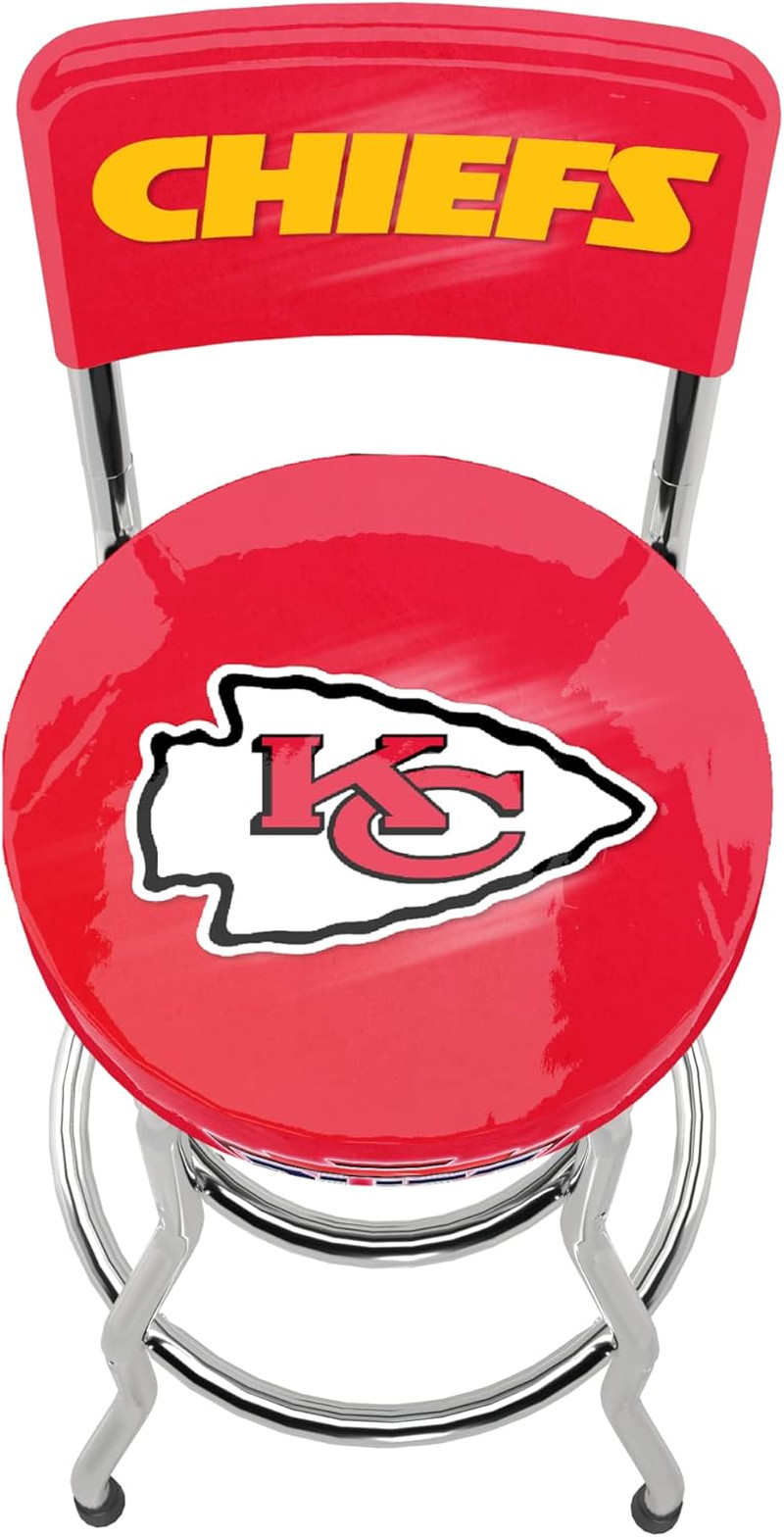 NFL Blitz High Back Stool Adjustable Height Swiveling Seat Kansas City Chiefs