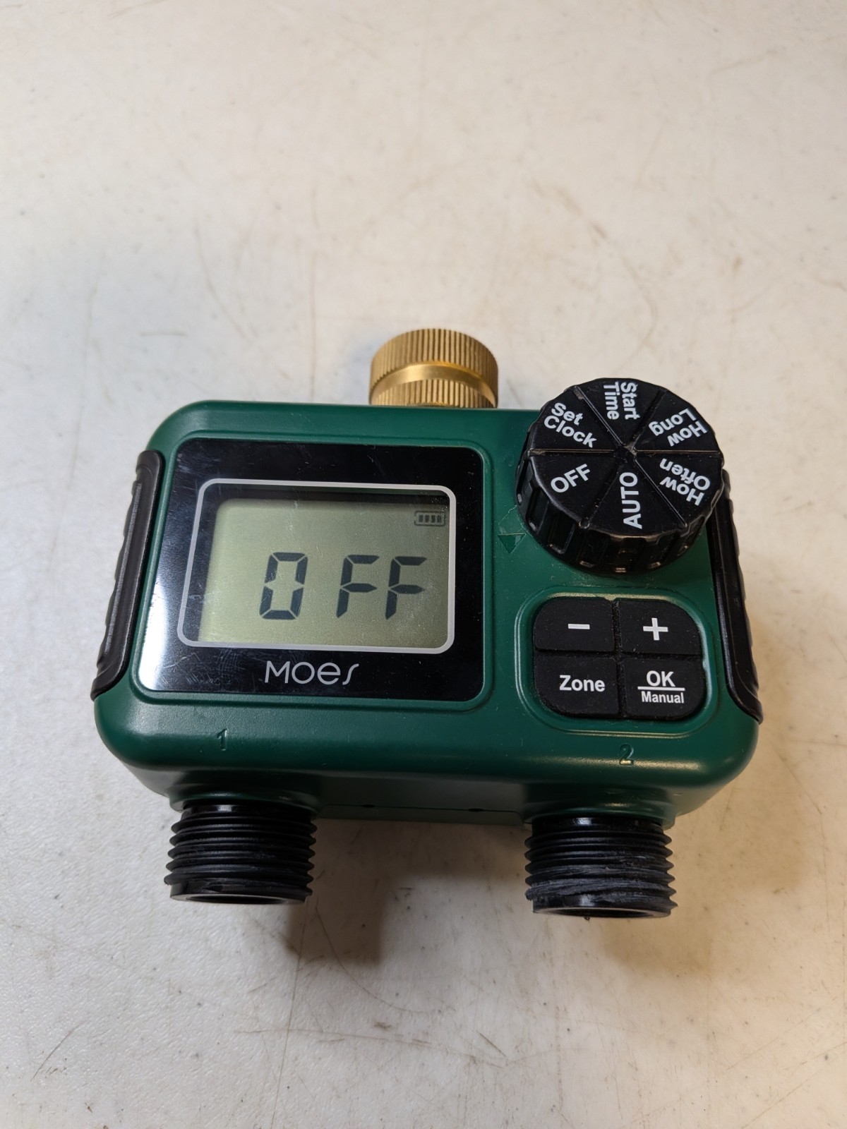 2-Zone Water Timer Brass Inlet/Outlet, Programmable Outdoor Timer