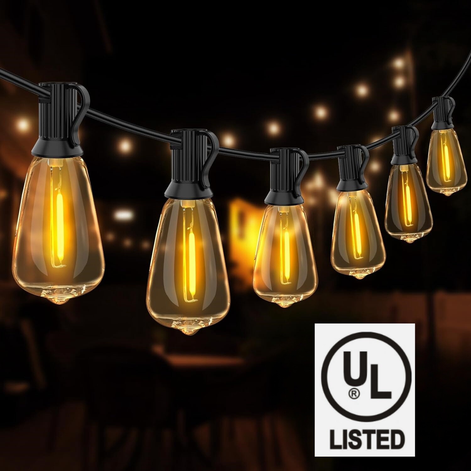 Outdoor String Lights 50 Ft Shatterproof And Waterproof Led Outdoor 2700K Warm