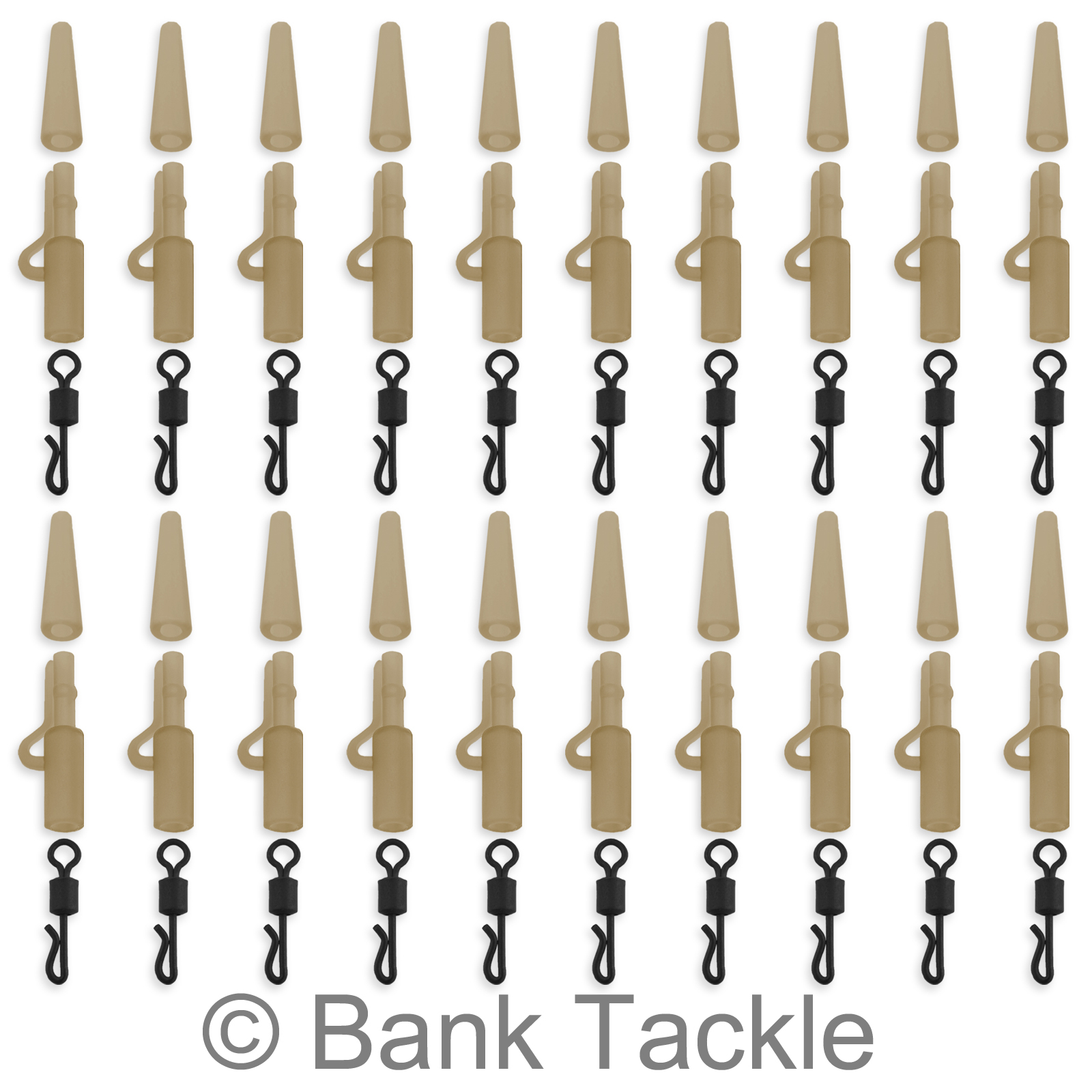 Carp Lead Clip System 60 Piece Camo Brown with Size 8 Quick Change Swivels (AQ5)