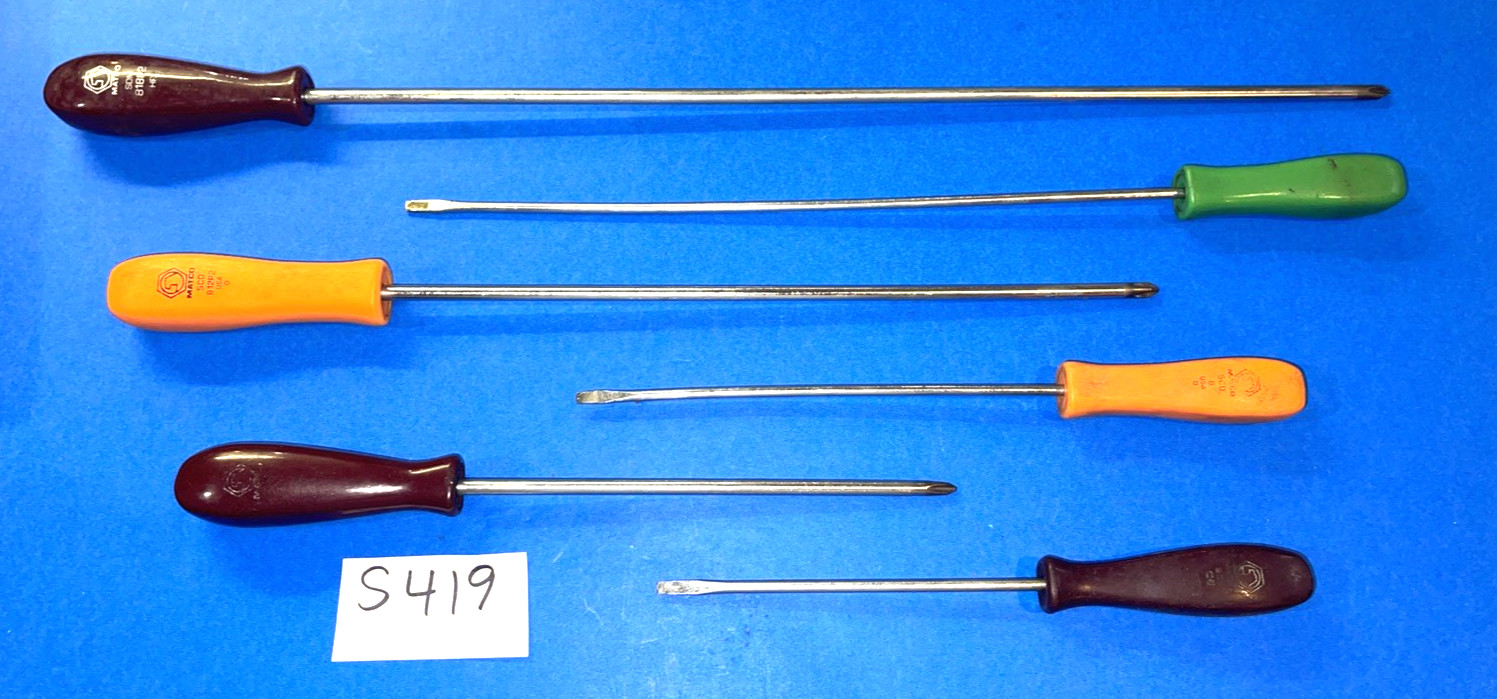 MATCO TOOLS 6 PIECE MULTI STYLE HANDLE EXTRA LONG SCREWDRIVER SET 9-1/2-  22 IN.