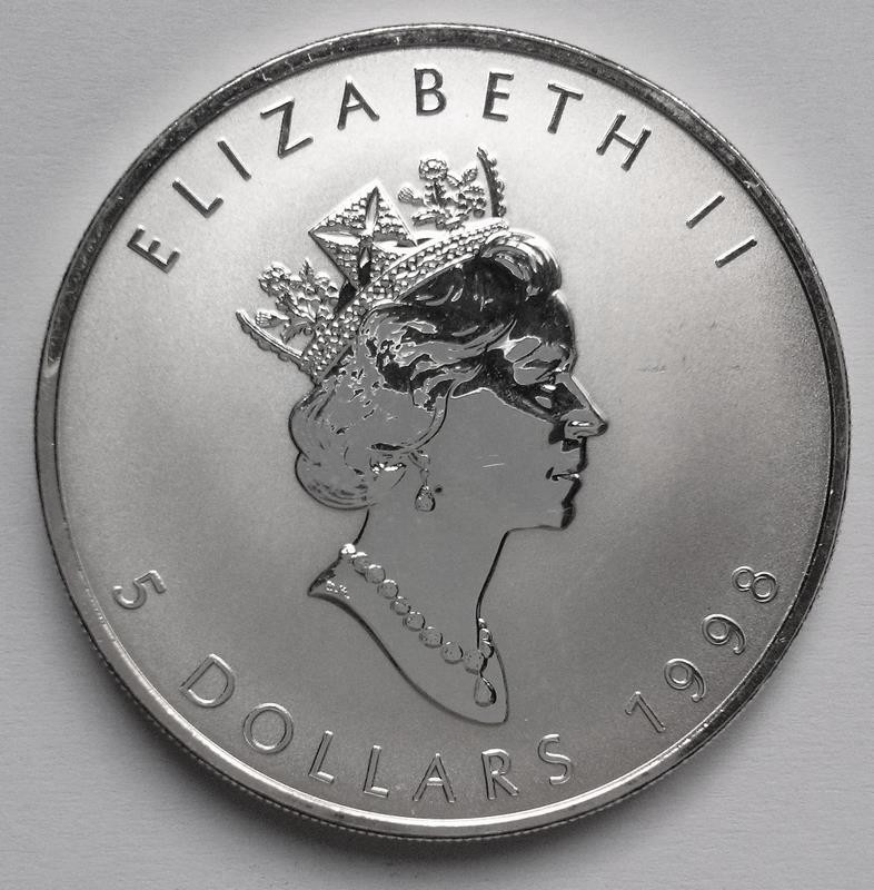 Canada 1998 Maple Leaf Tiger Privy Mark Silver $5 Coin 1oz Uncirculated
