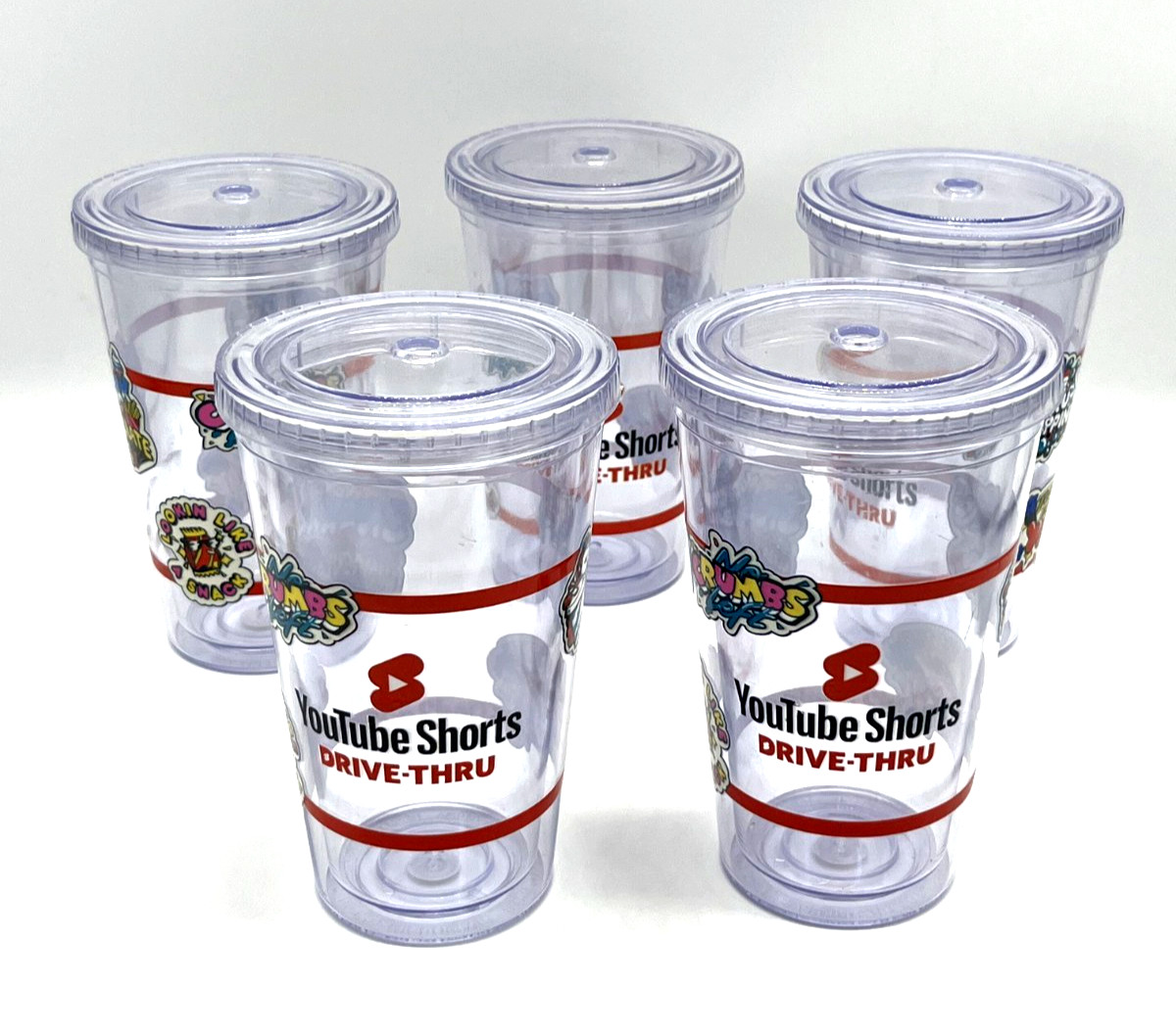 RARE 5 YouTube Shorts Drive Thru Exclusive Vidcon Promo Acrylic Tumbler Cups