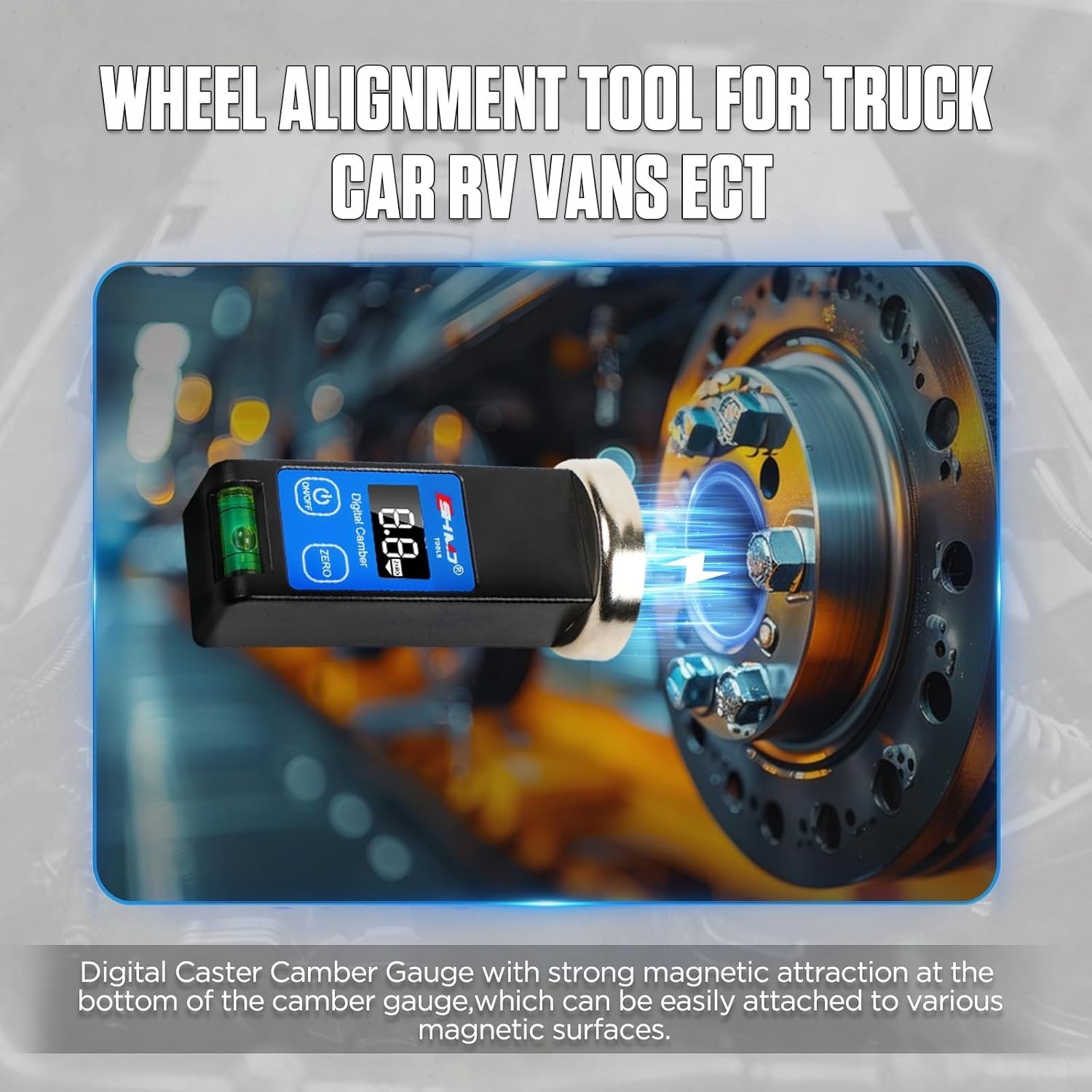 Digital Caster Camber Gauge - Magnetic Wheel Alignment Tool