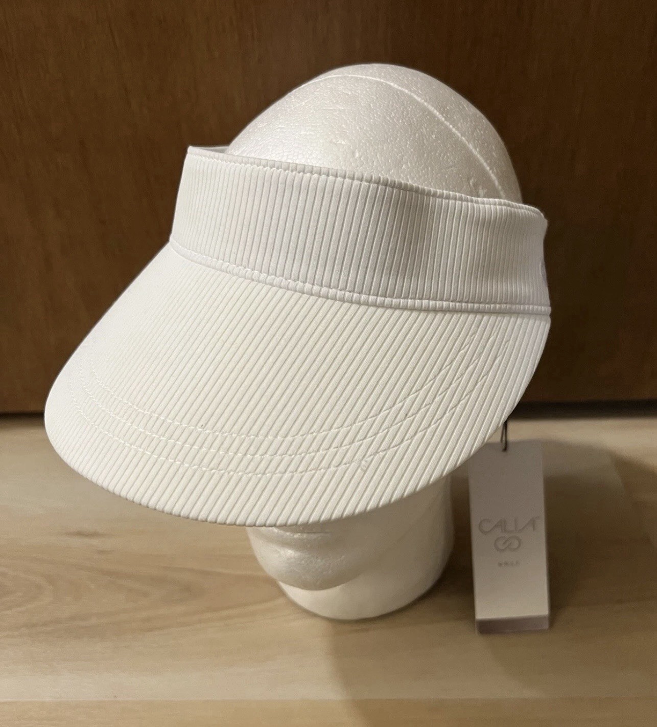 NWT CALIA Ribbed Golf Performance Visor White Adjustable Stretch Soft