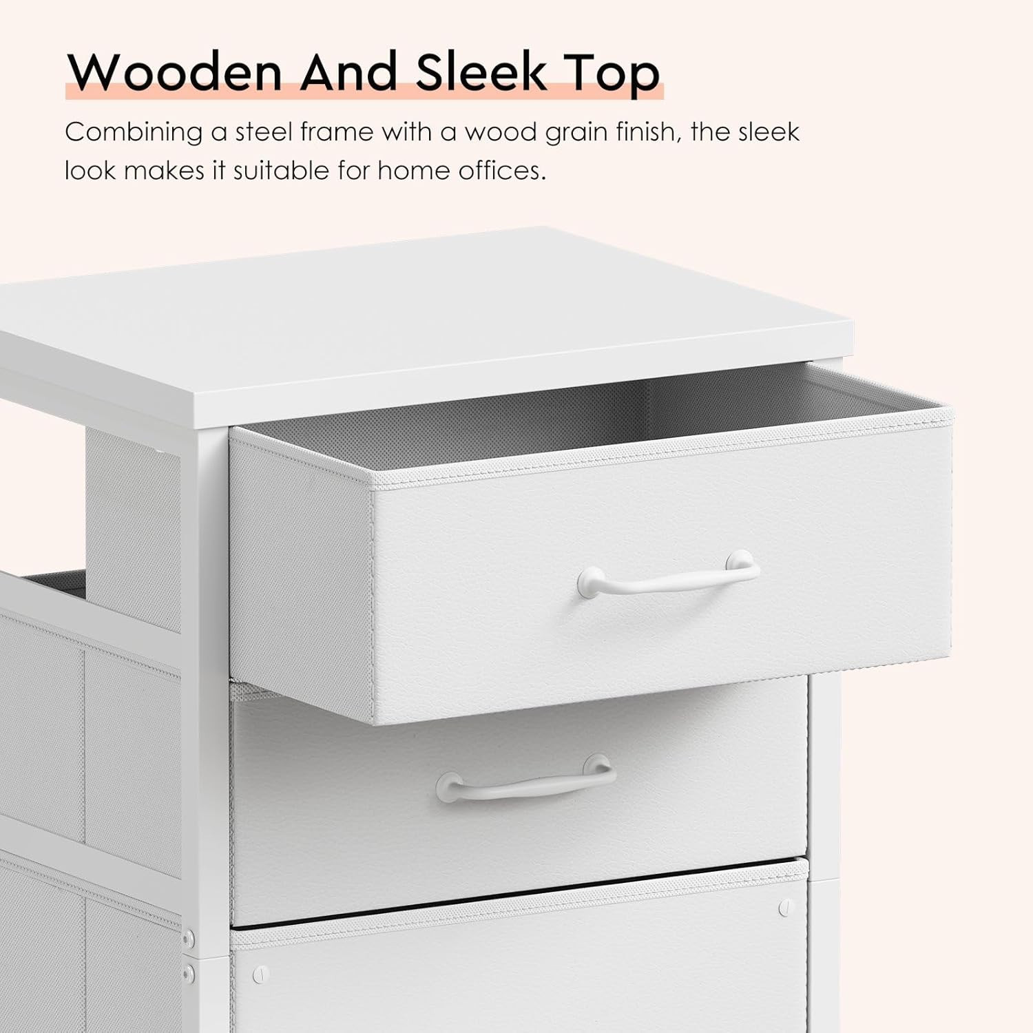 3 Drawer Mobile File Cabinet with Wheels Fabric Vertical Filing Cabinet Fits A4