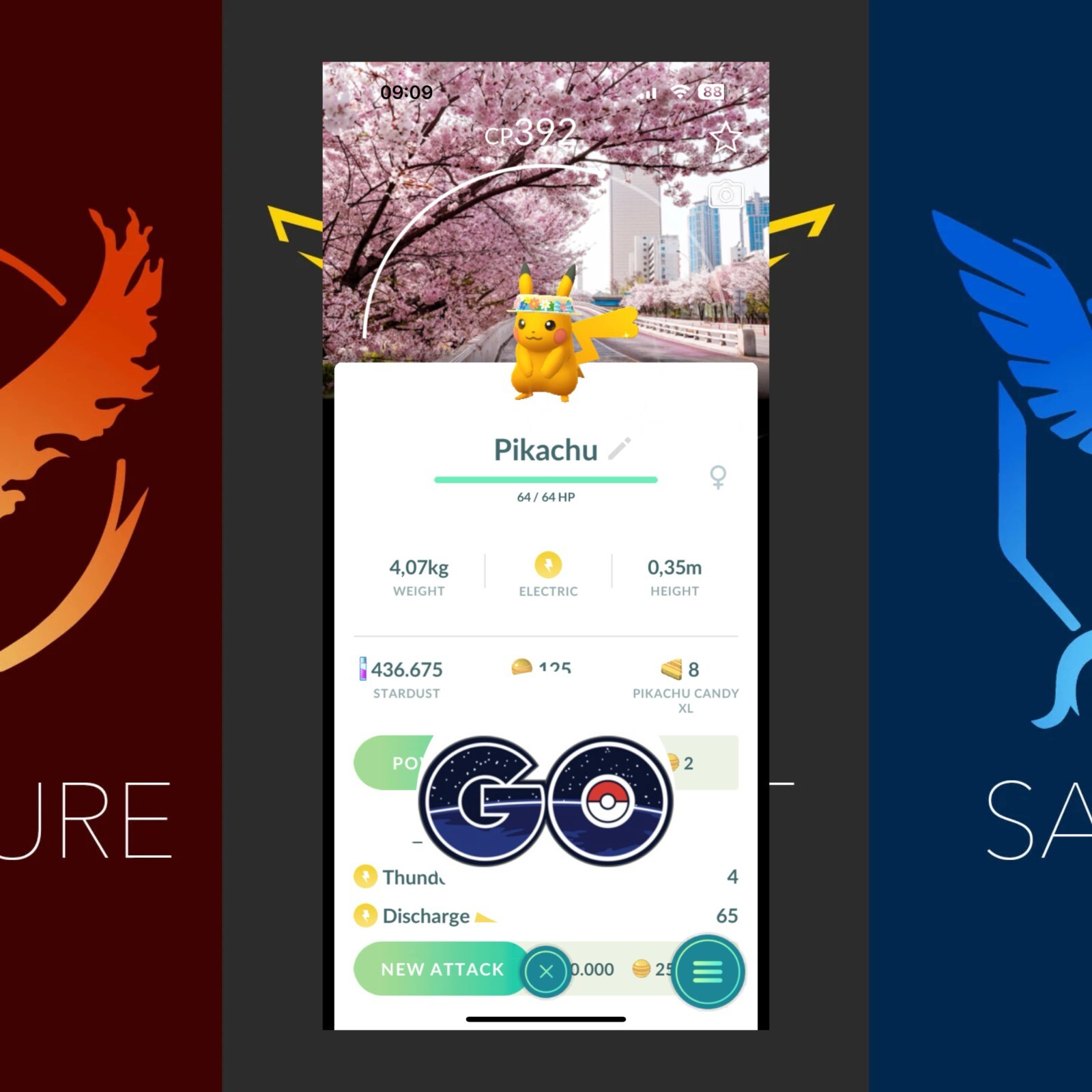 Pokémon Go - Shiny Pikachu Flower hat✨-Yeouido Cherry Blossoms BG - TRADE or PTC