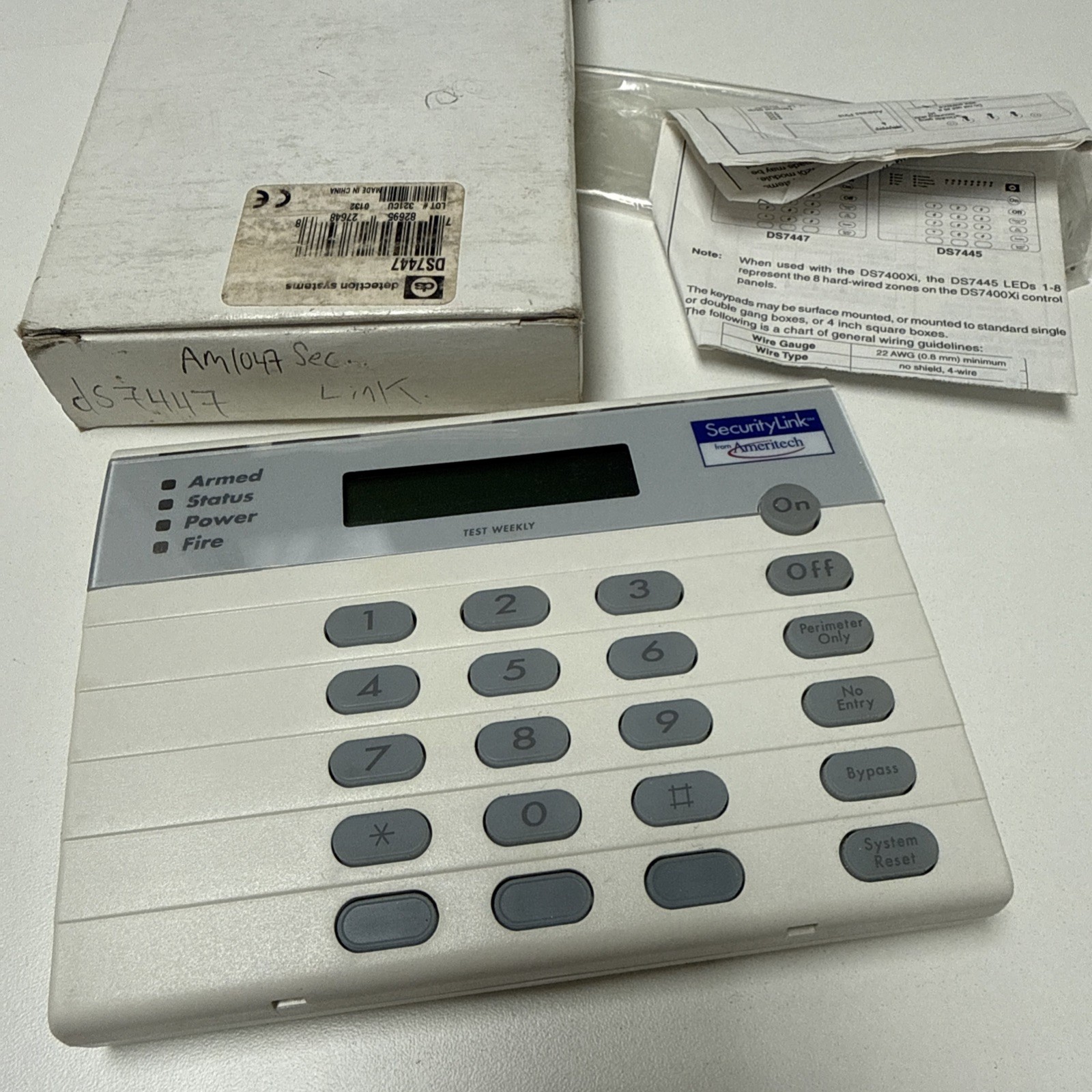 DS DETECTION SYSTEMS 7447 KEYPAD TOUCHPAD Security Link AM1047