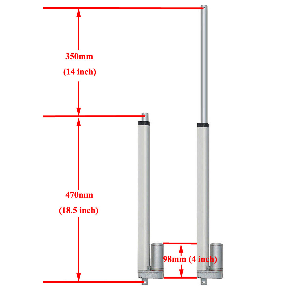 2 Linear Actuators 14" Stroke 1500N 12V DC Motor W/ Wireless Remote Bracket Set