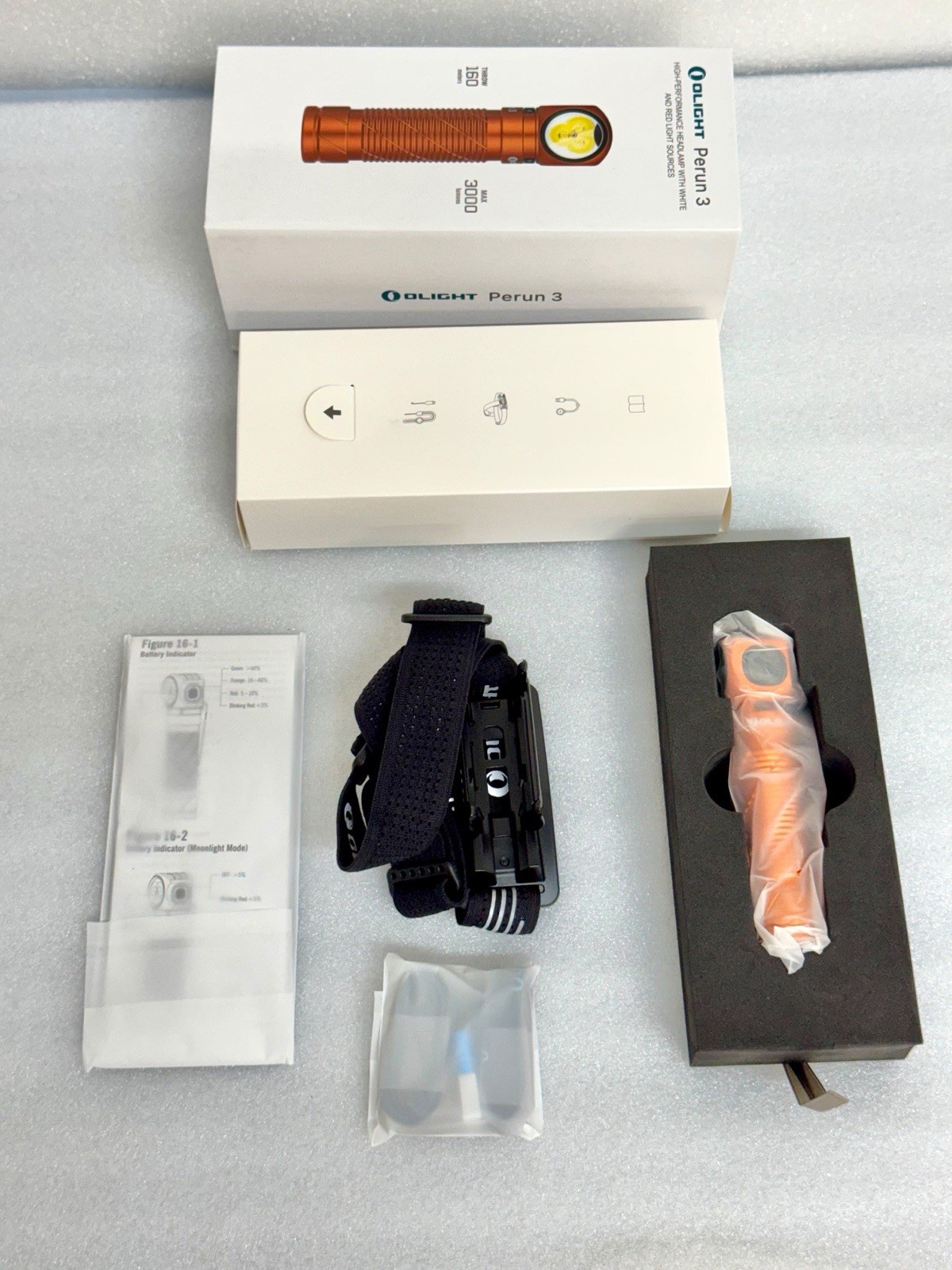 Olight Perun 3 Orange 3000 Lumens LED Headlamp Flashlight Magnetic Rechargeable