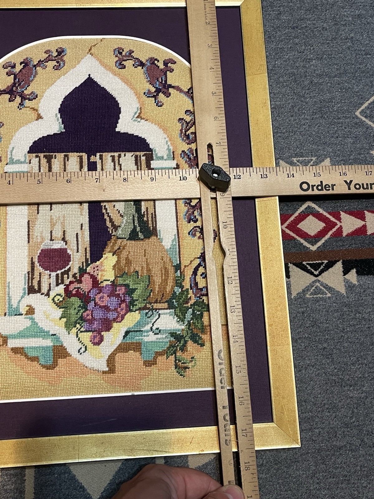 Sandra Gilmore Handpainted Needlepoint Still Life Framed Canvas Fleur De Paris