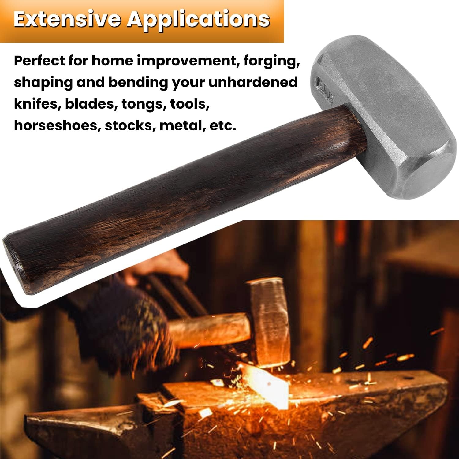 Blacksmith 3LB Handmade Forge Engineer Drilling Hammer Farrier Knife Maker Tool