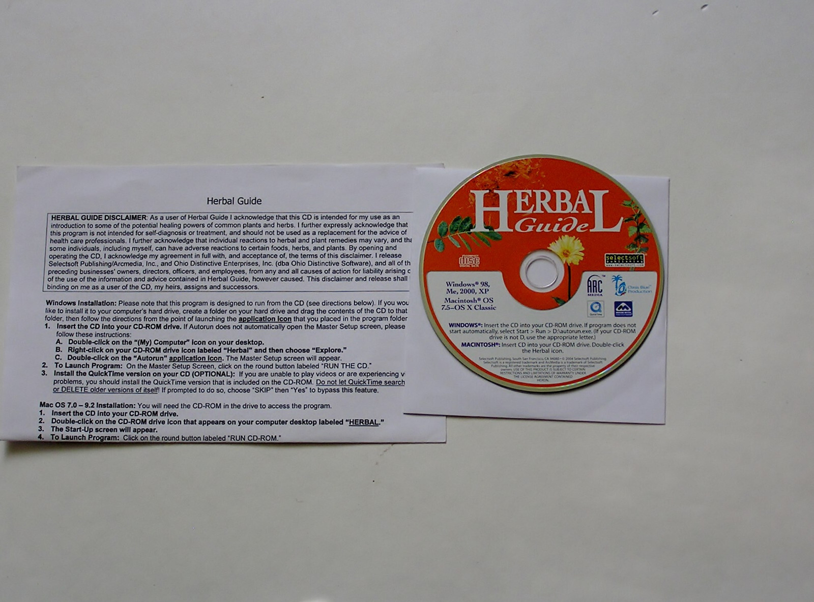 Herbal Guide & Home Massage Soft ware - 2004 - SelectSoft Publishers