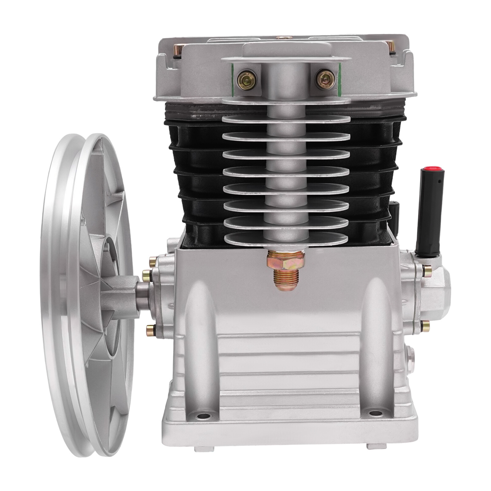 3HP Air Compressor Pump Head 2 Cylinders Piston Air Compressor Pump Head Silver