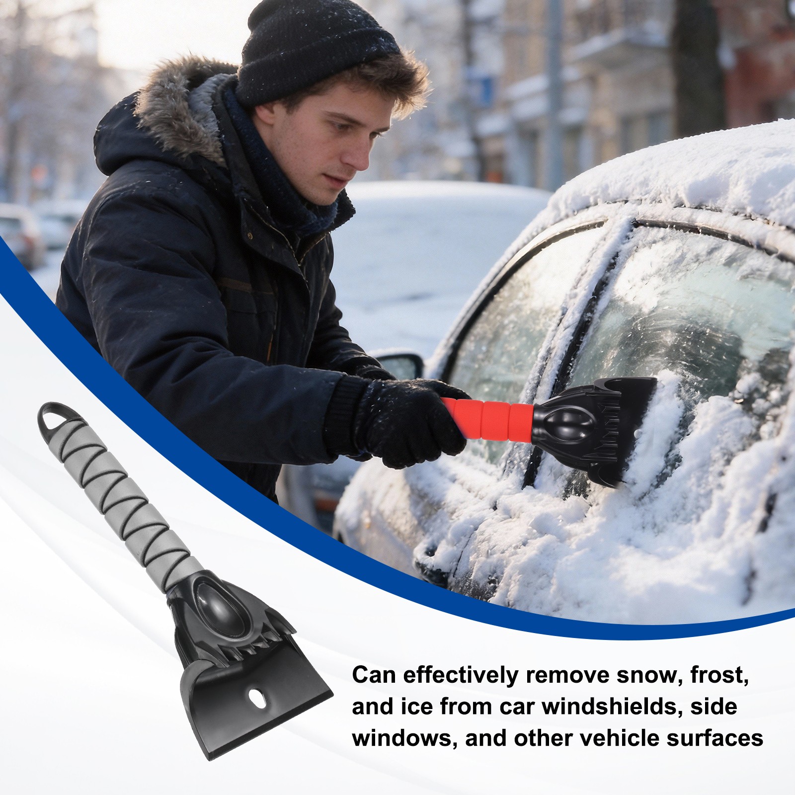 2pcs Car Ice Scraper 12" x 4" for, Grey