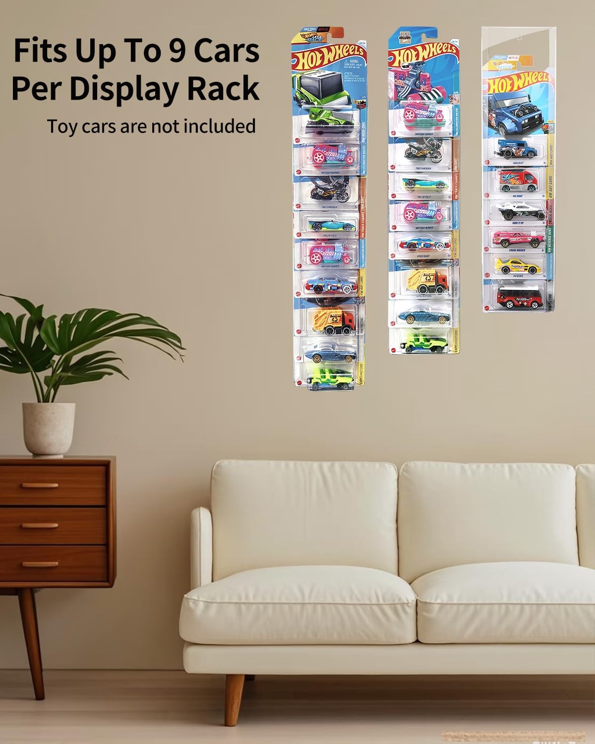 5 Pack Display Case Compatible with Hot-Wheels Match-Box Packaged Cars, Wall