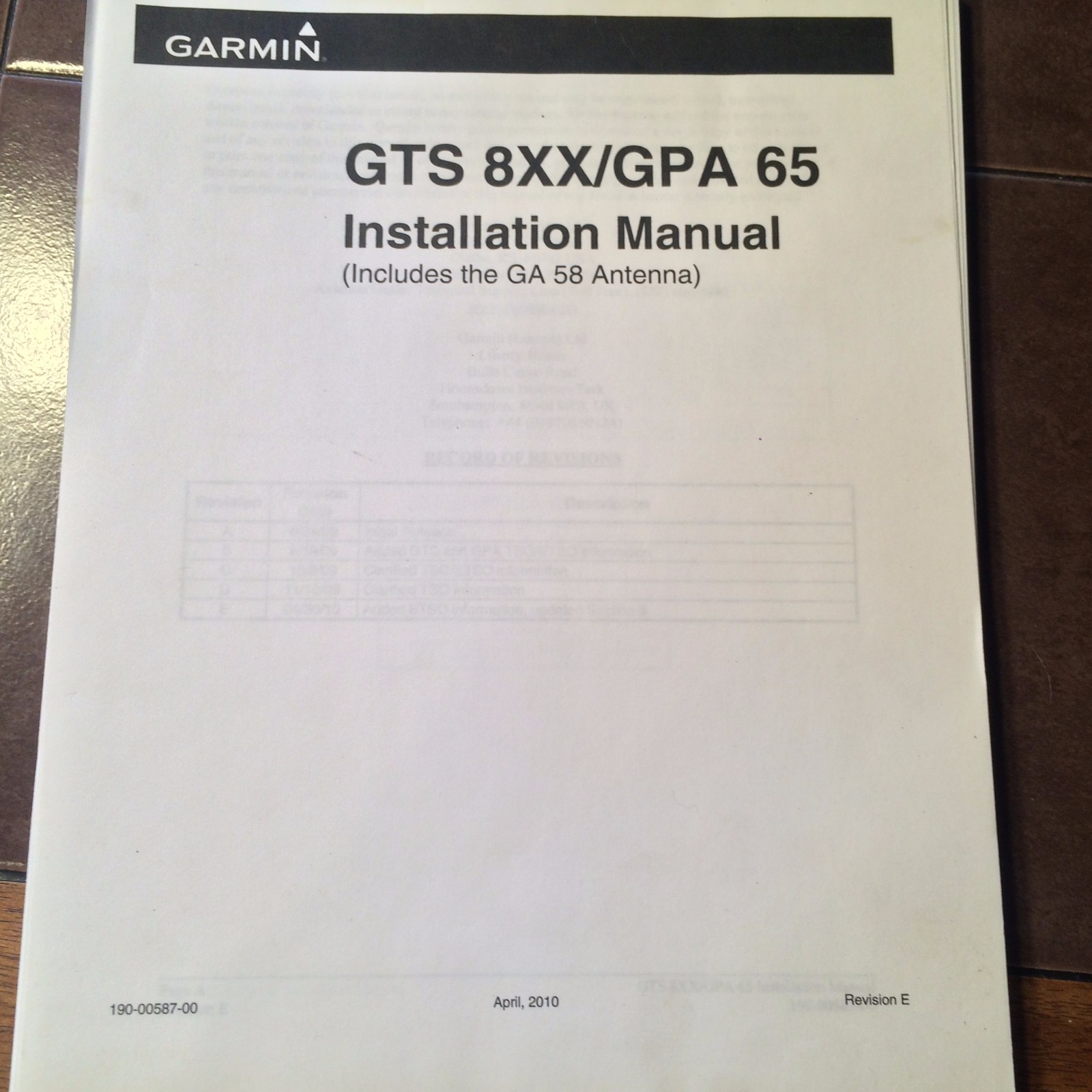 Garmin GTS 8XX-GPA-65 TAS & TCAS I Install Manual