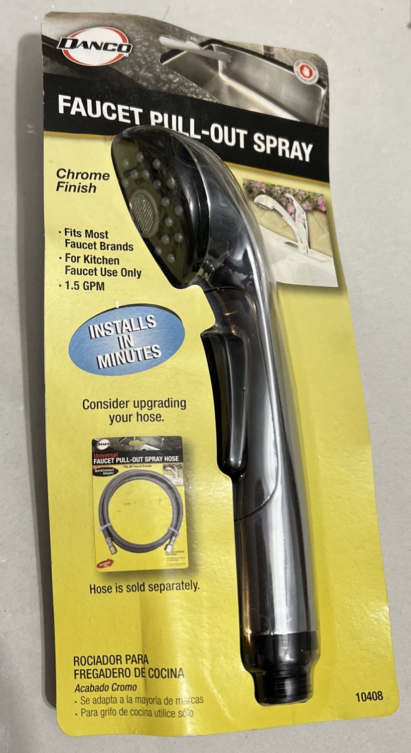 Danco Faucet Pull-Out Spray 10408 Hard Plastic Chrome Finish For Kitchen