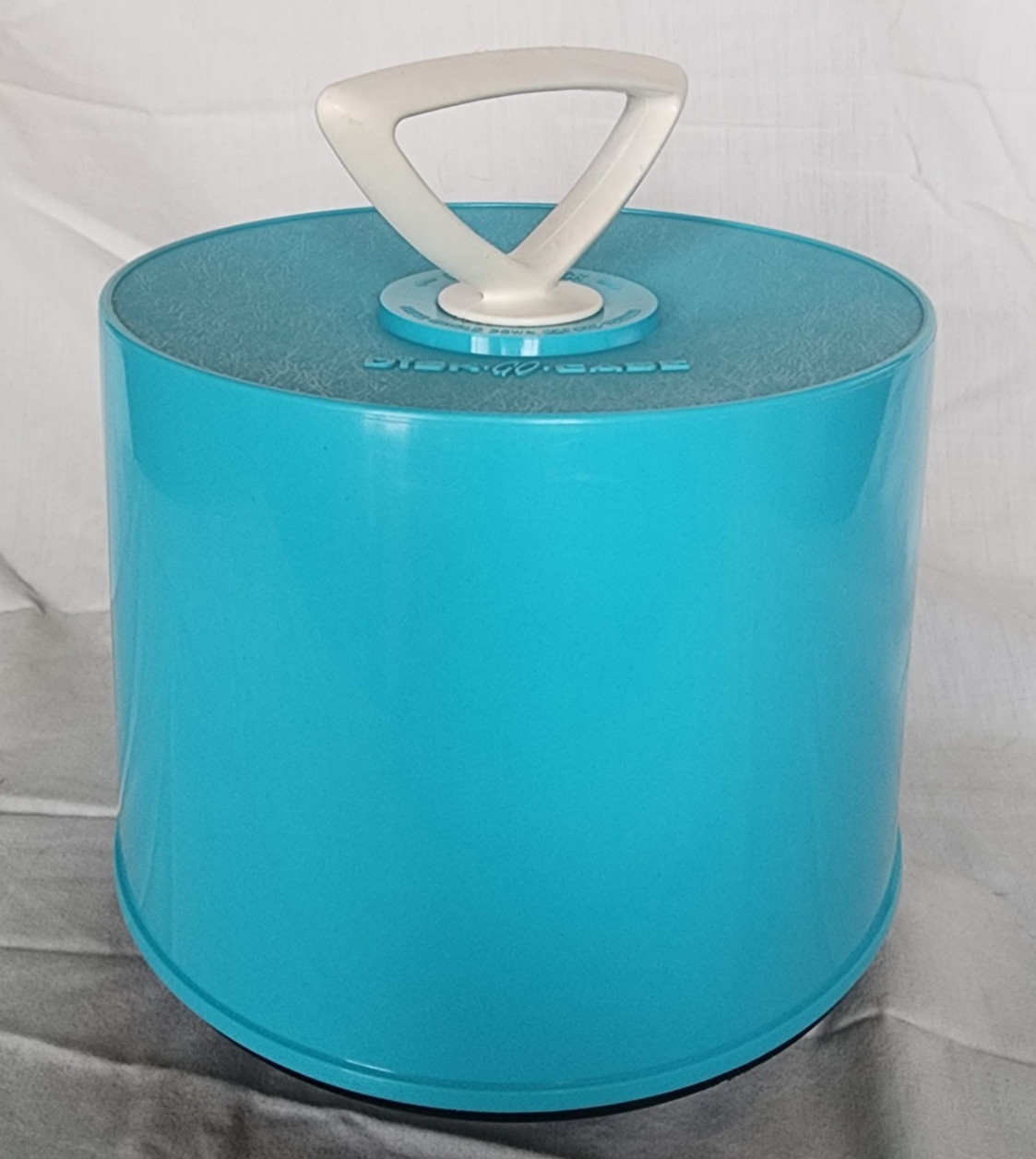 Disk Go Case 45 RPM Record Carrier Teal w Center Spindle Vintage 1960s 70s
