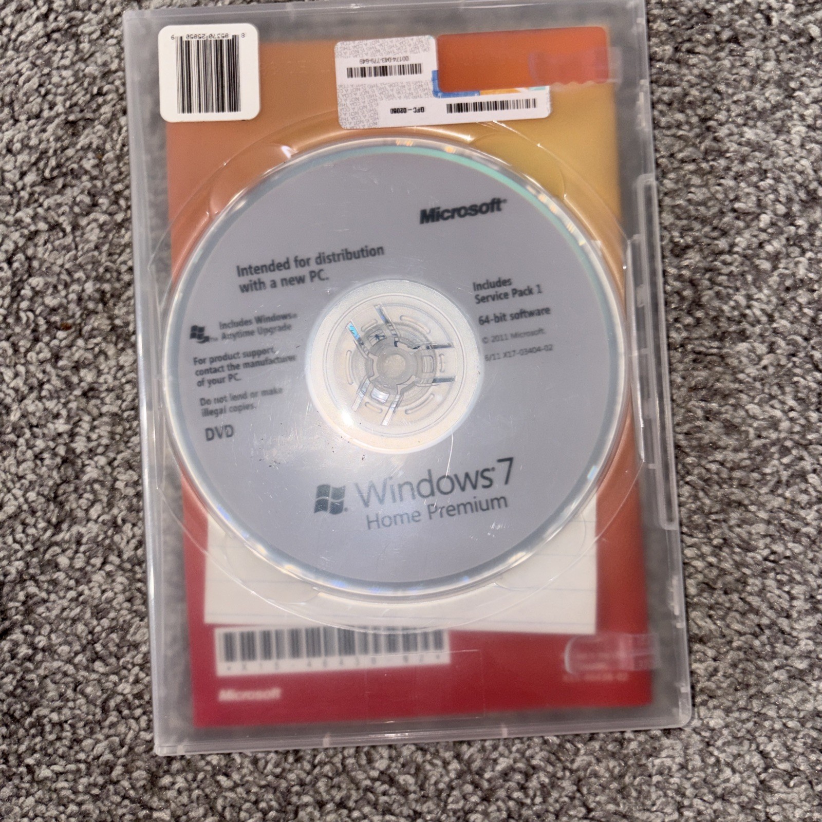 Microsoft Windows 7 Professional Original Hologram DVD 64BIT