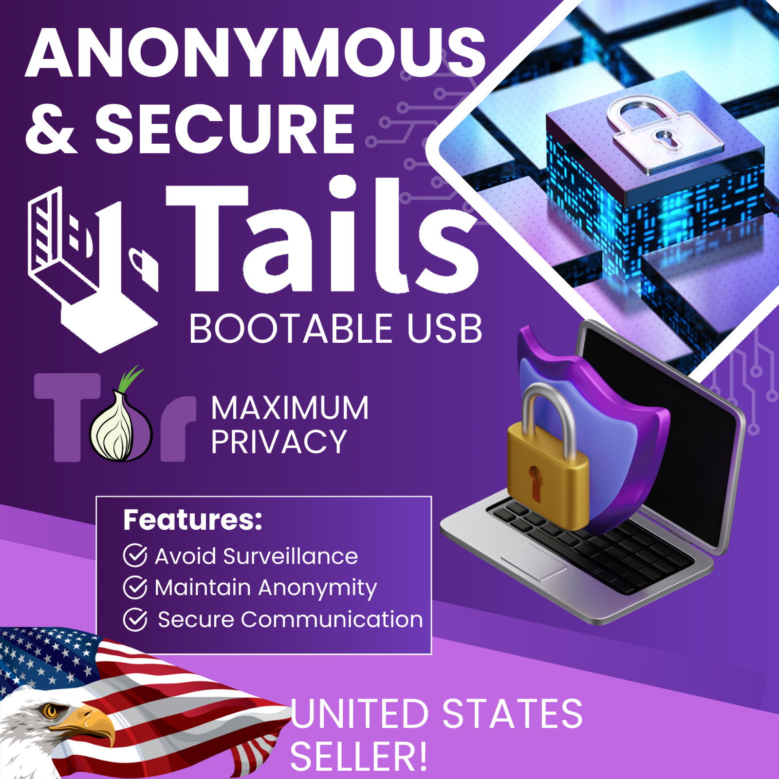 TAILS 6.11 Portable Anonymous OS - Bootable USB for Windows, Mac, Linux, & More
