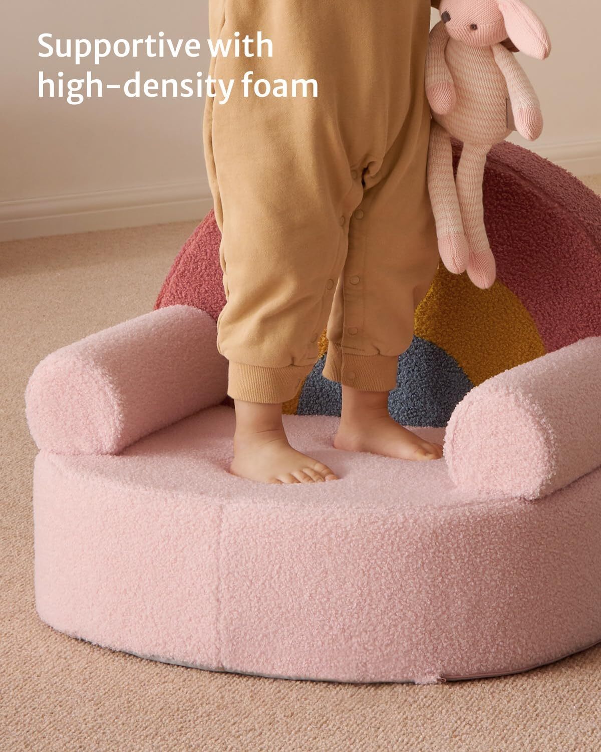 Toddler Chair Comfy, Foam Kids Chair with Soft Teddy Plush，Toddler Reading