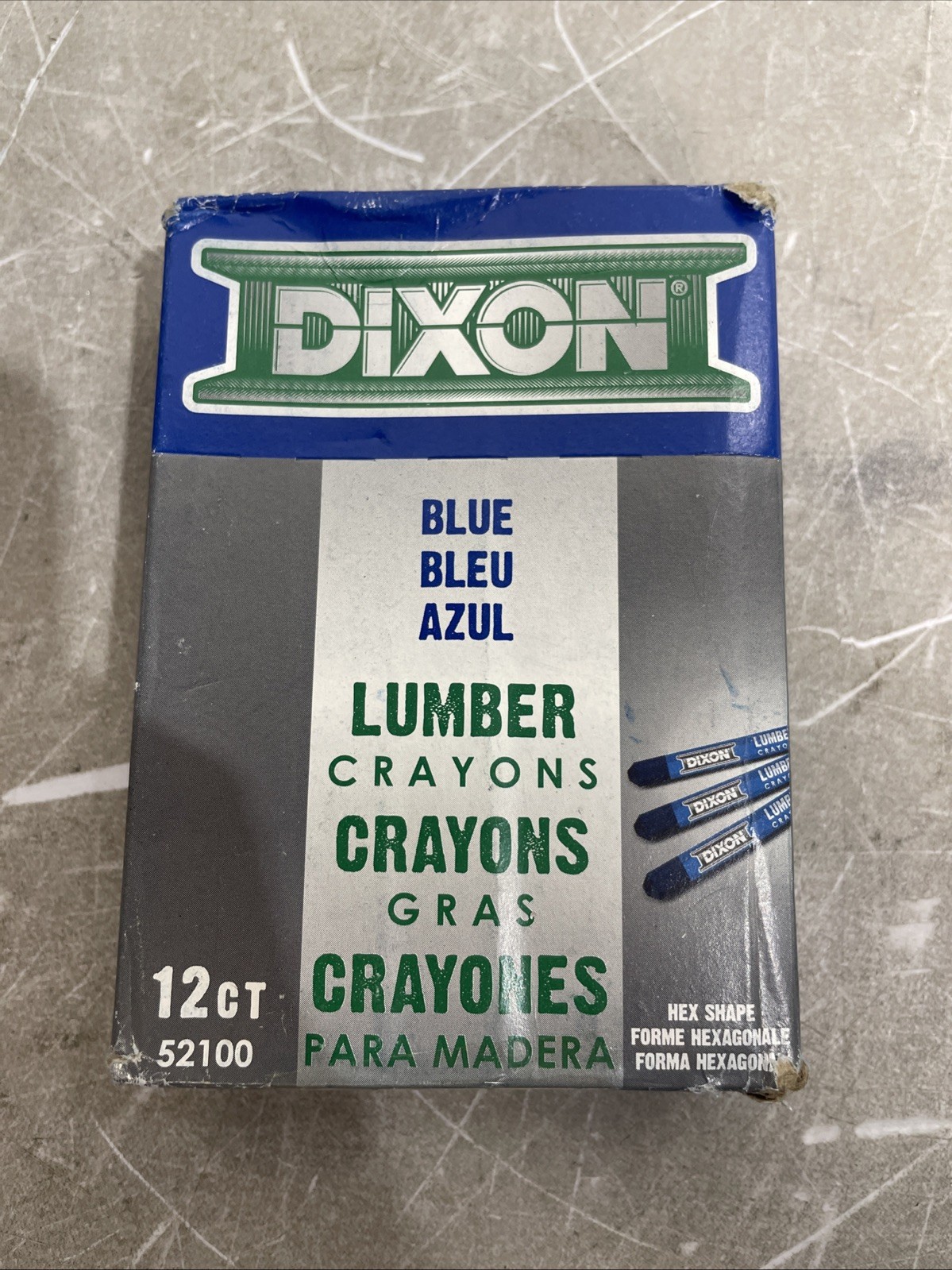 Dixon Industrial Lumber Marking Crayons, 4.5" x 1/2" Hex, Blue, 12-Pack (52100