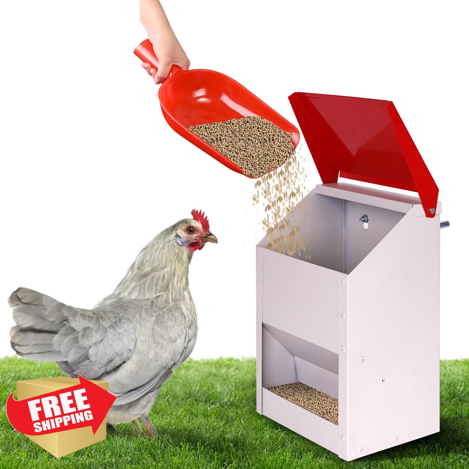 KHEARPSL 10 lb Chicken Feeder Galvanized