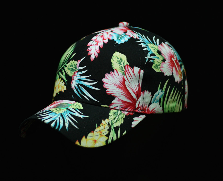 Hibiscus Pattern Hawaiian Fashion Baseball Cap Casual Adjustable Structured Hat