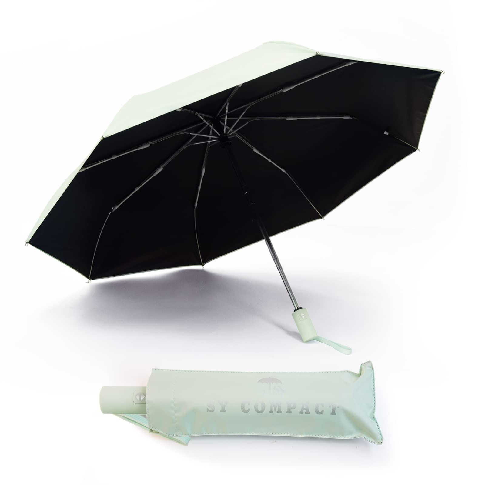 SY COMPACT Travel Umbrella Windproof Automatic 38 inch, Mint Green