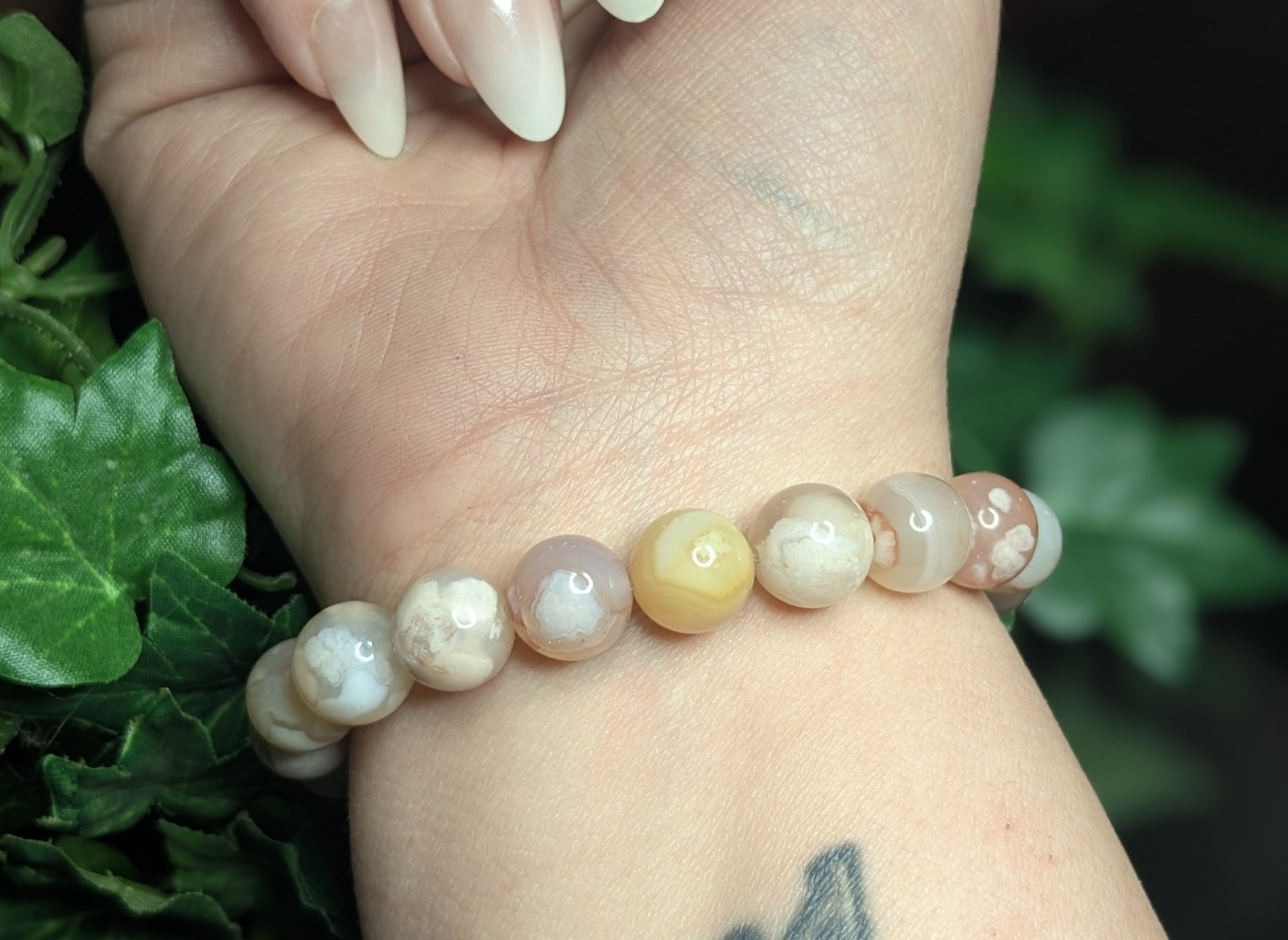 Flower Agate Stretch Bracelet