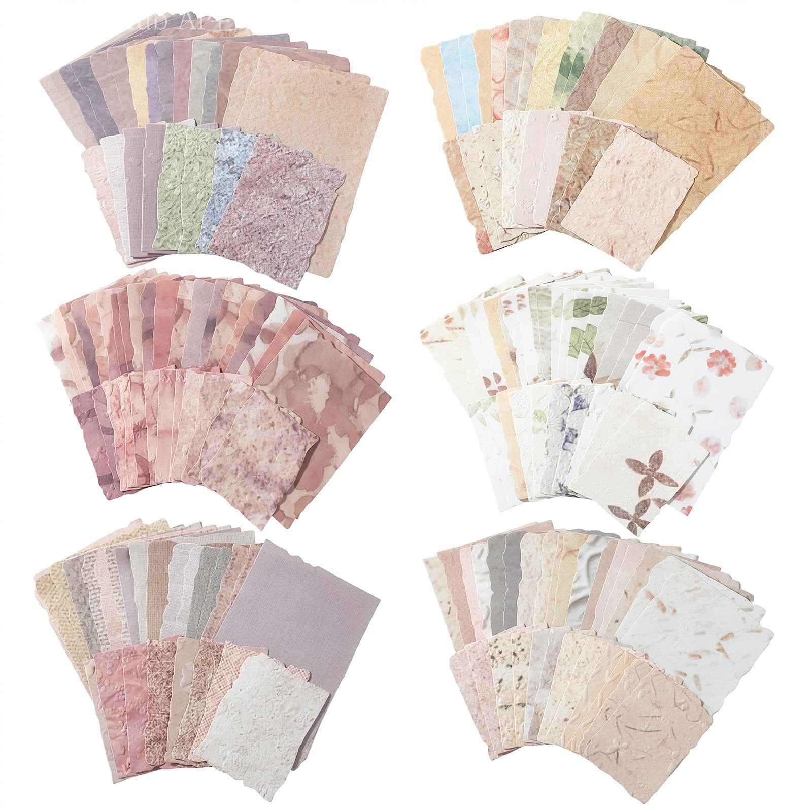 BESARME 192 Pcs Textured Scrapbook Paper with Lace Stickers, 6 Vintage