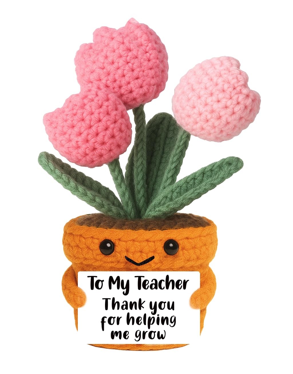 Teacher Appreciation Gifts Mini Crochet Tulip Flowers with Thank You Card Tea...