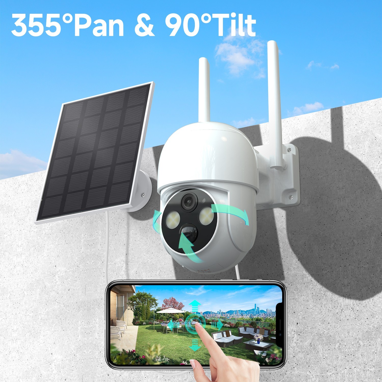 3PK 4MP Solar Battery Powered Wireless Security Camera System 360°+Solar Panel