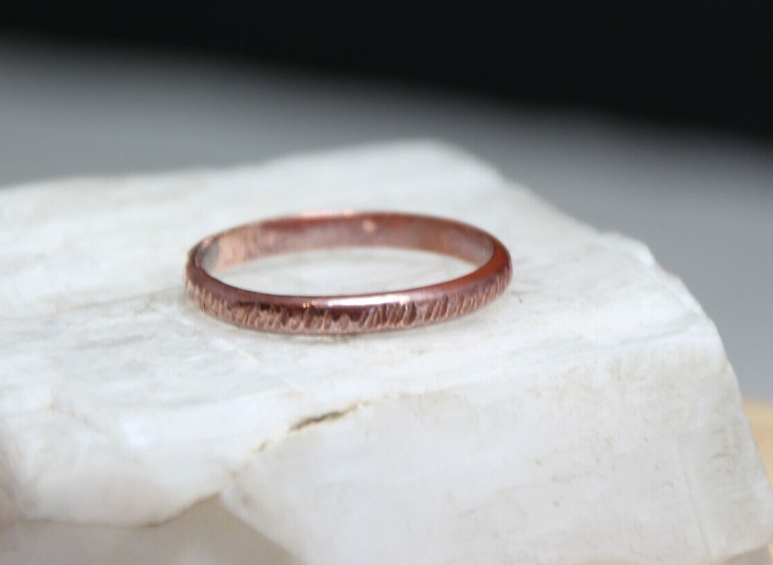 Copper Ring Stackable Hammered Rings band Size 14.5 Wedding Ring 3mm width