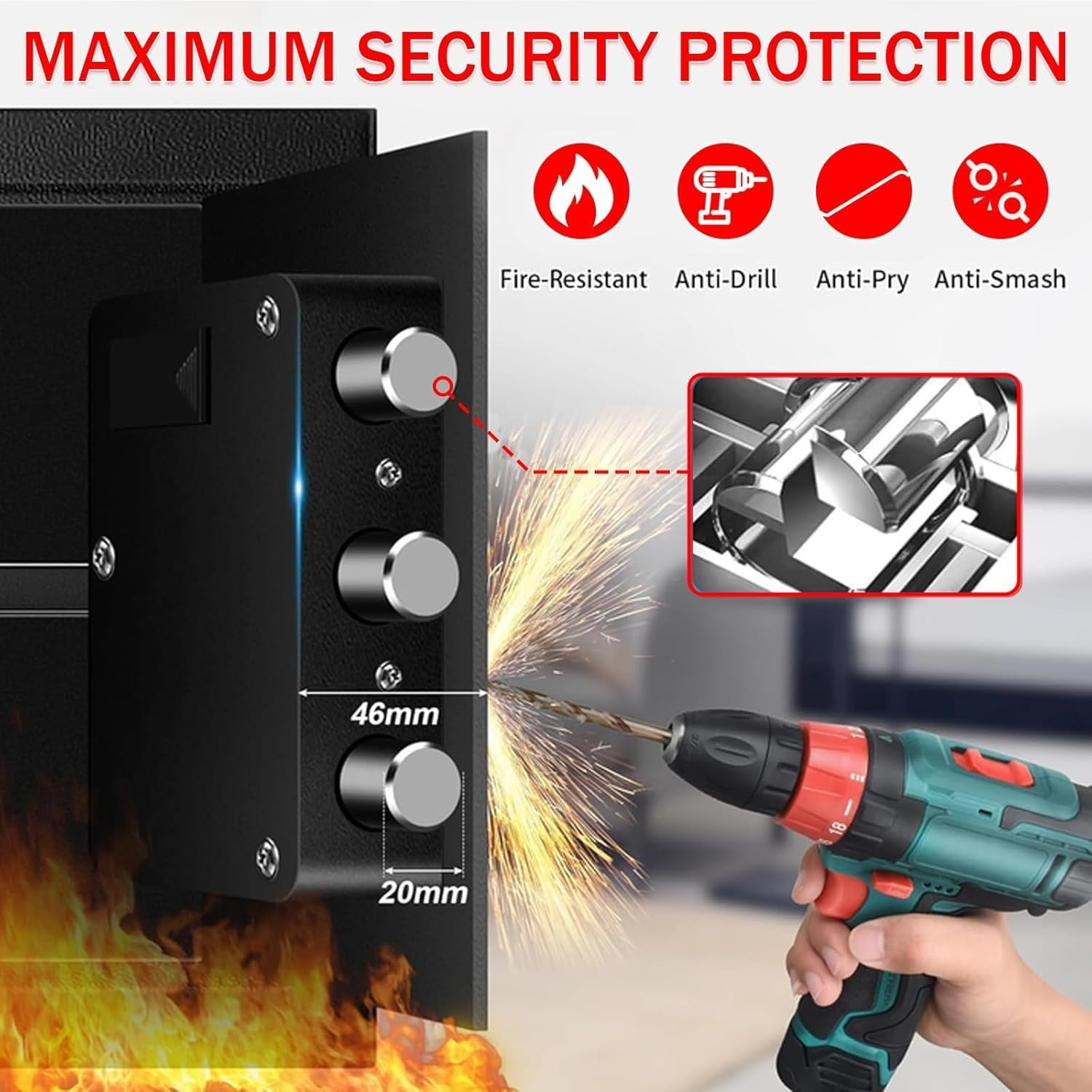 5.1 Cuft Fireproof Waterproof Safe with Electronic Keypad