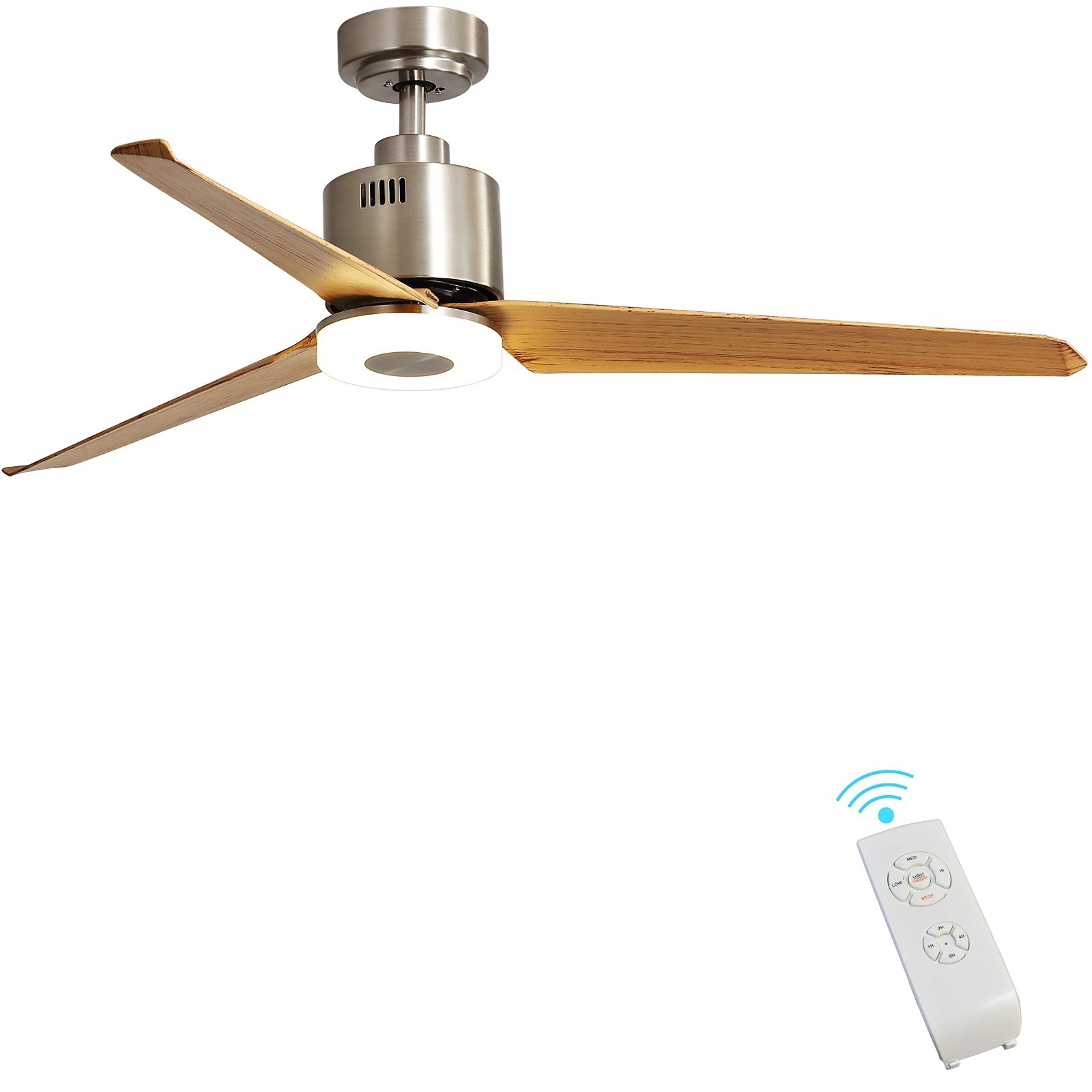 FINXIN 52" LED Ceiling Fan Light Silver DC Motor Remote 3-Blade Indoor - NEW